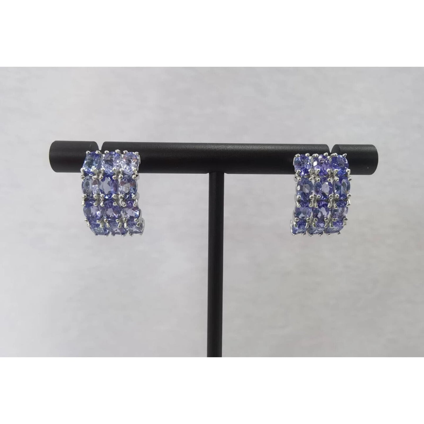 Purple Tanzanite Clip Earrings Sterling Silver 3x4mm