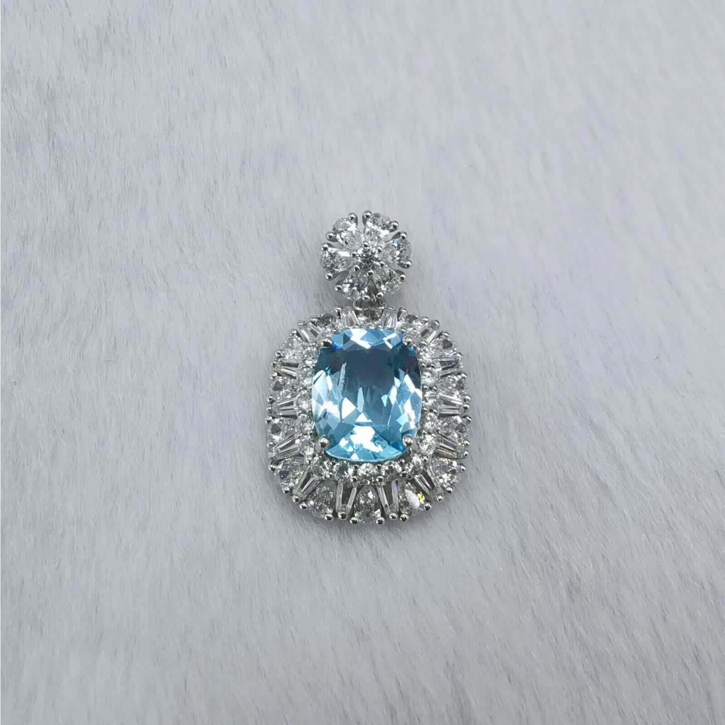 Sky Blue Topaz Pendant Statement Necklace 8x10mm