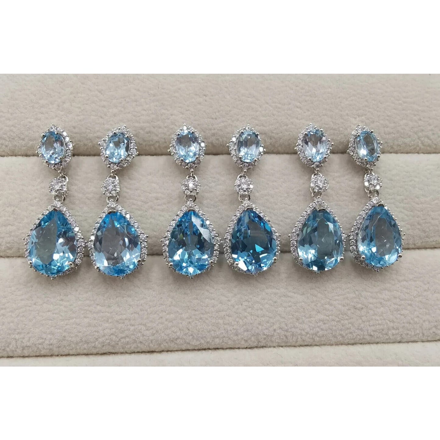 Swiss Blue Topaz Pear Cut Statement Earrings 10x14mm