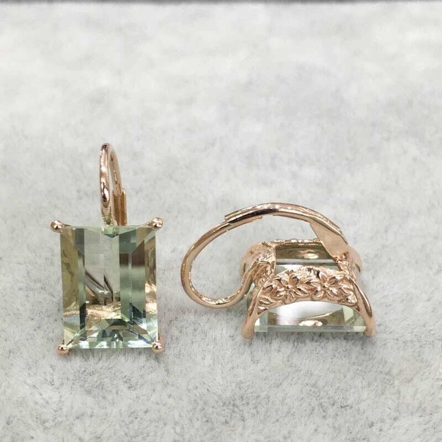 Natural Green Amethyst Earrings 8 CT, Green Amethyst/ Prasiolite Jewelry