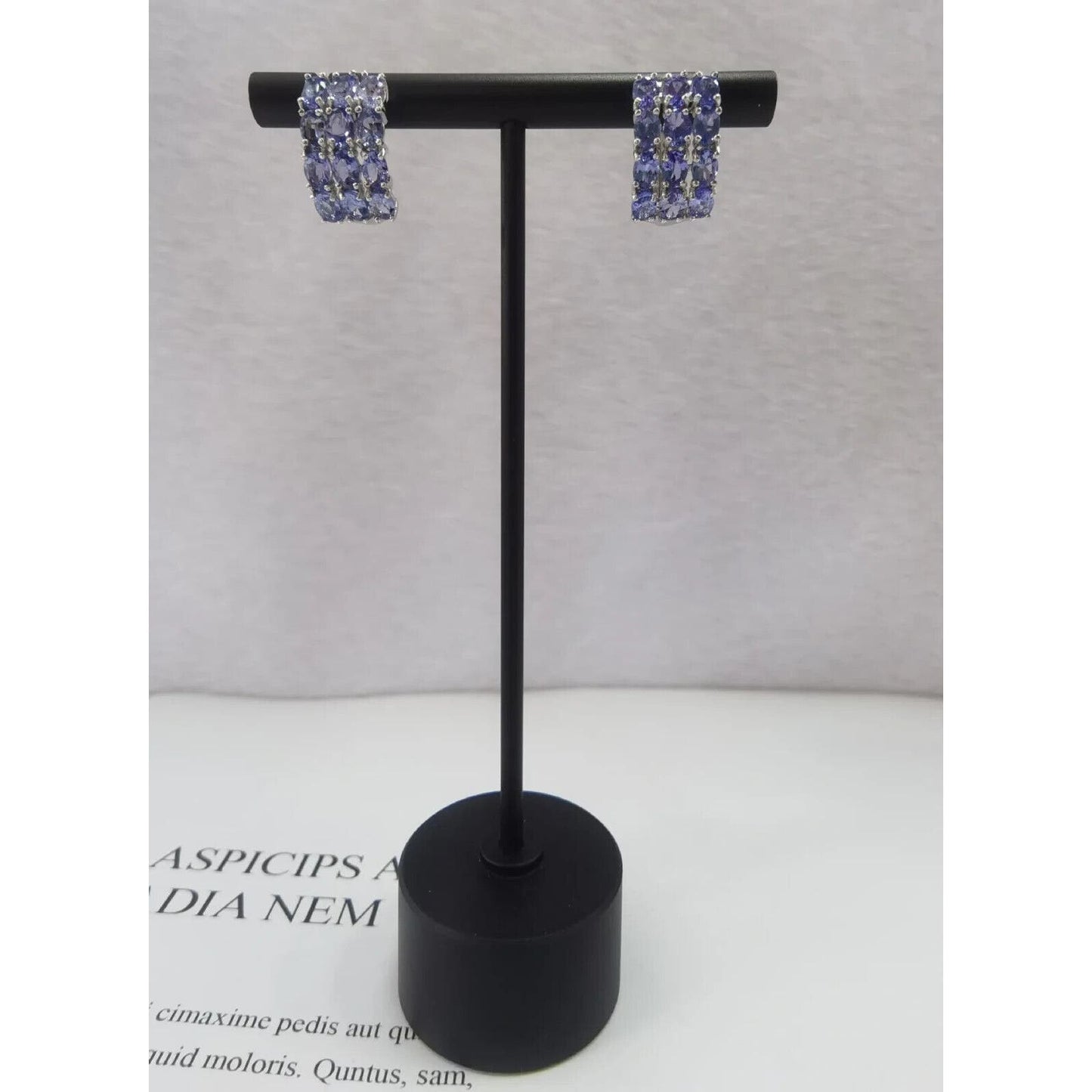 Purple Tanzanite Clip Earrings Sterling Silver 3x4mm