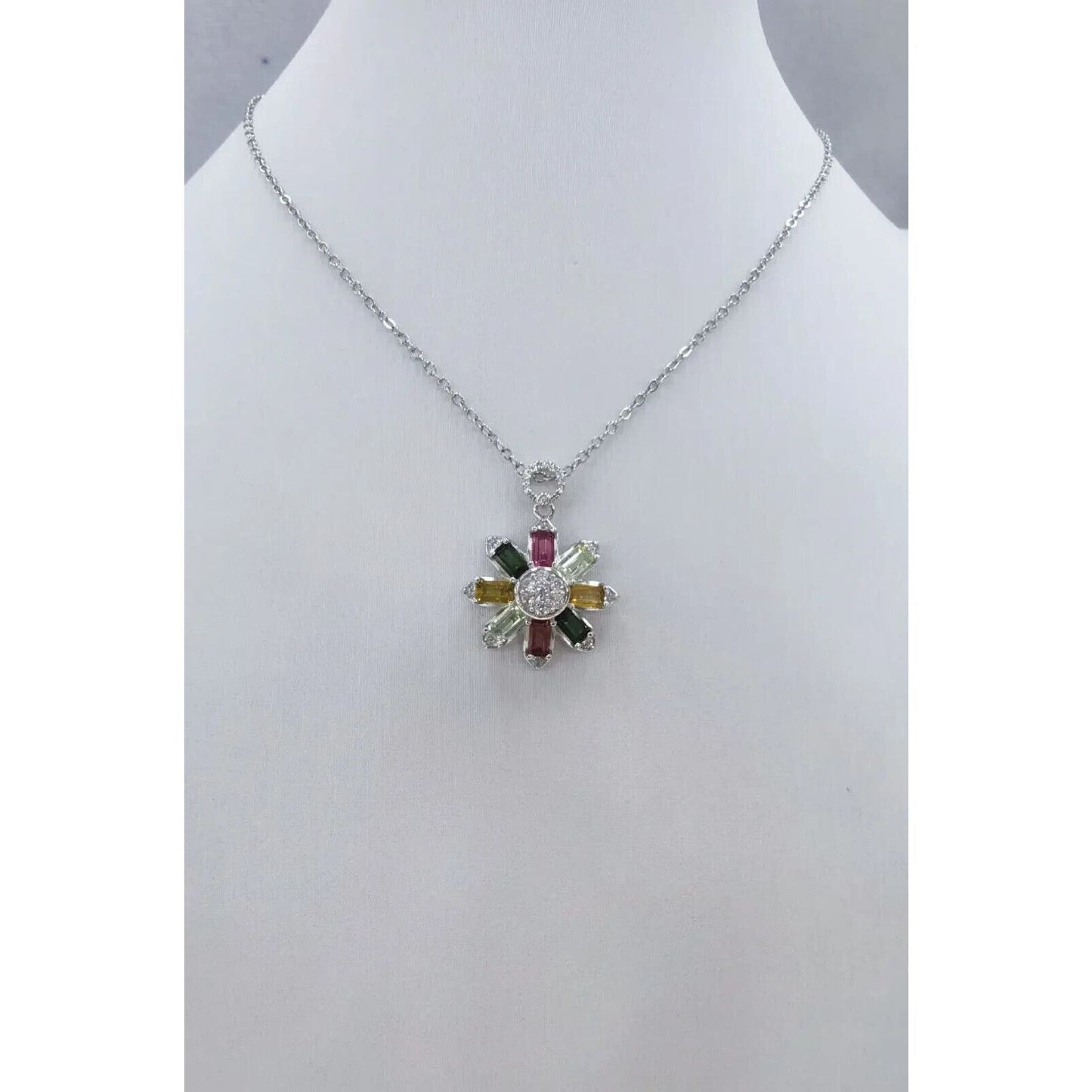 Natural Multicolor Tourmaline Pendant Necklace, Women's Tourmaline Necklace