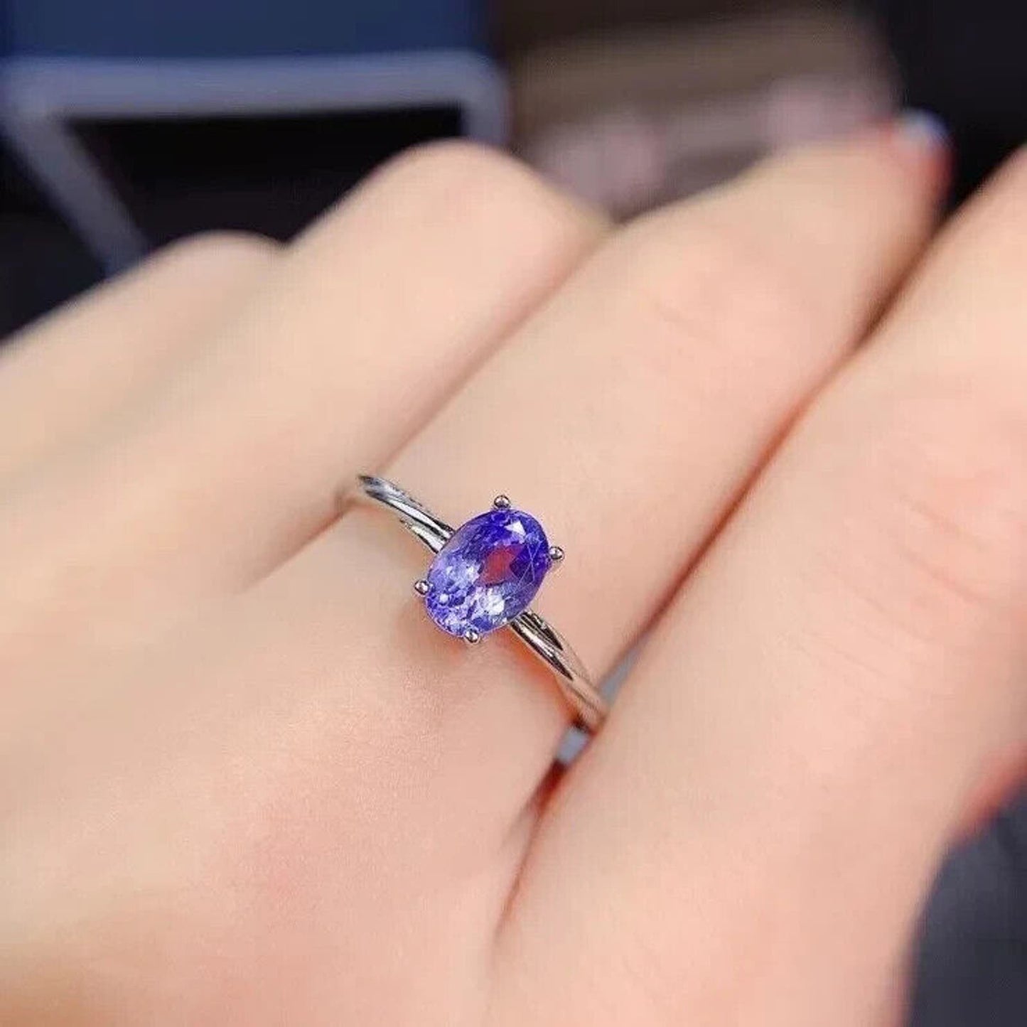 Purple Tanzanite Cocktail Ring 5x7mm VVS1