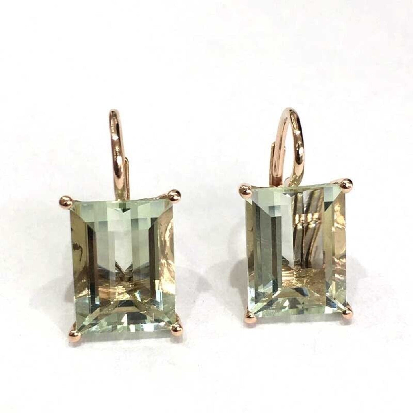 Natural Green Amethyst Earrings 8 CT, Green Amethyst/ Prasiolite Jewelry