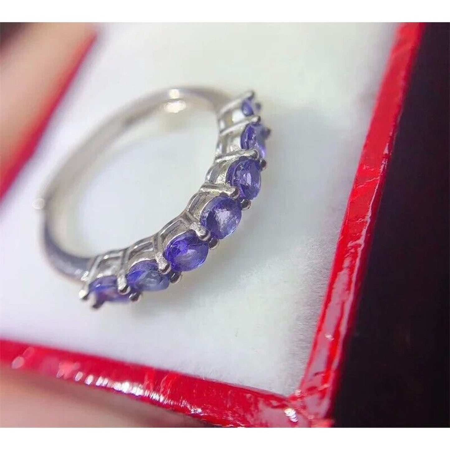 VVS1 Purple Tanzanite Band Ring 3mm Platinum Plated