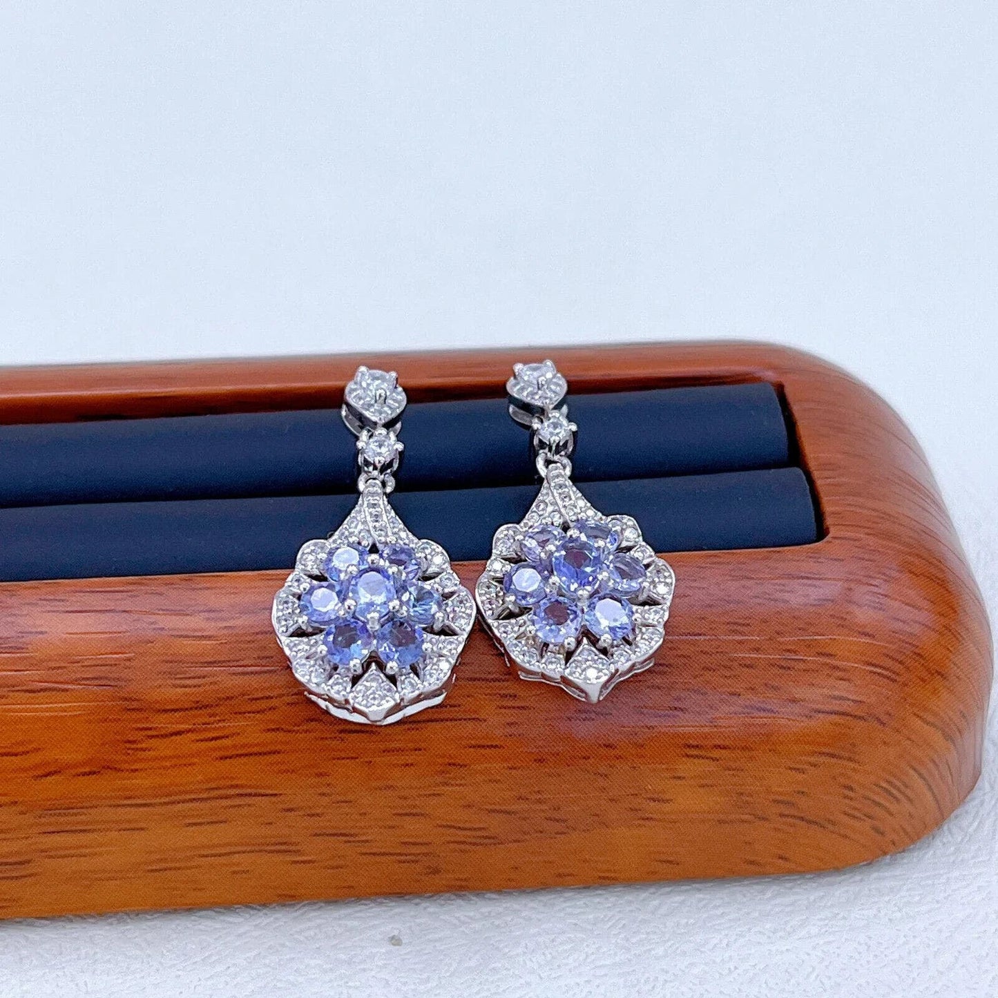 Purple Tanzanite Statement Earrings 13x29mm