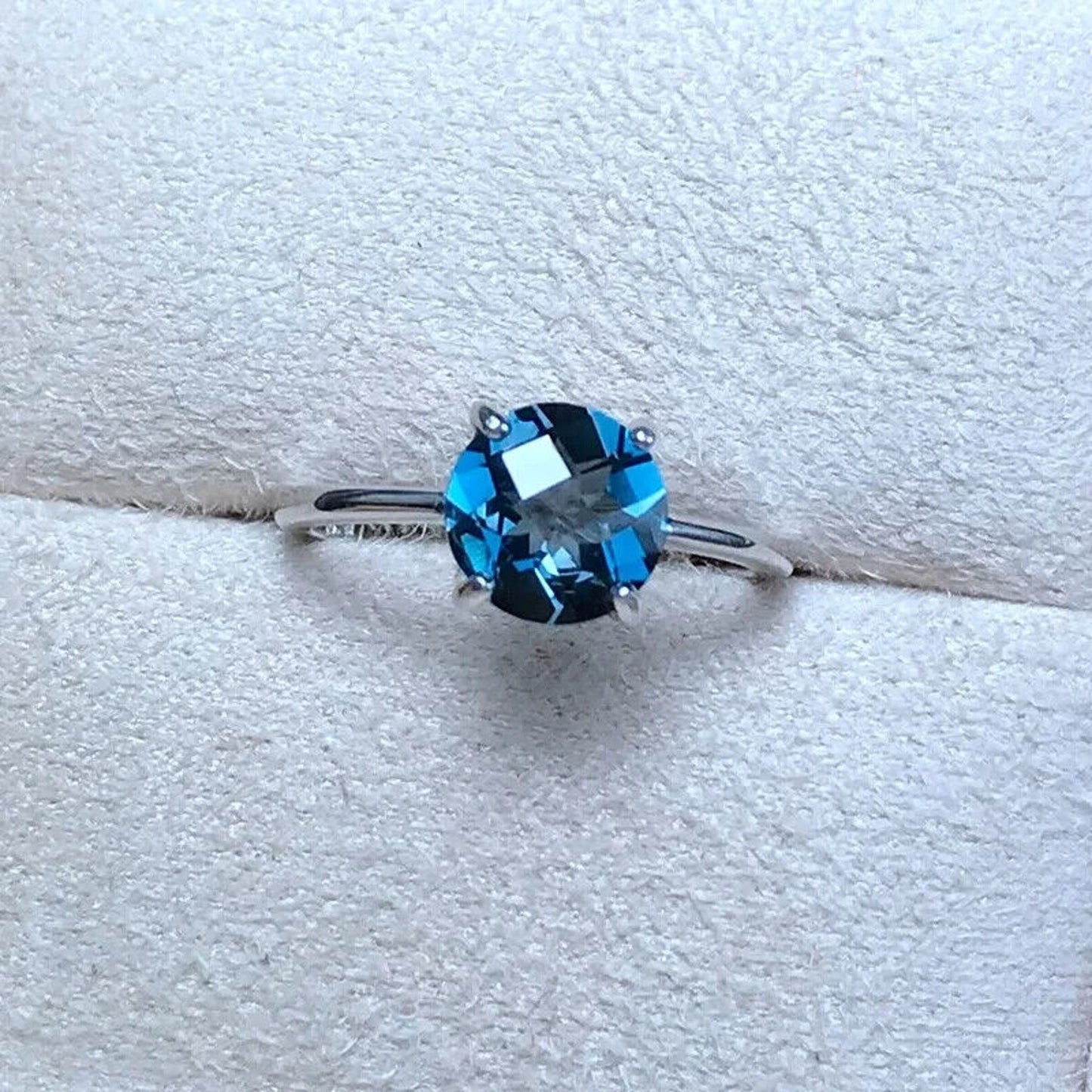 London Blue Topaz Round Cut Solitaire Ring 8mm