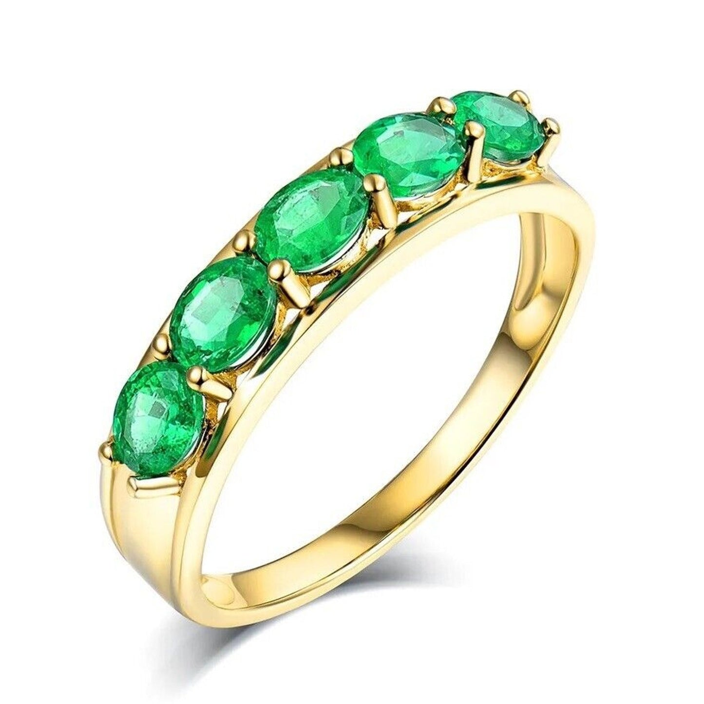 Natural Emerald, Ruby, or Sapphire Band Ring 14k Gold, 14k Gold Emerald Ring