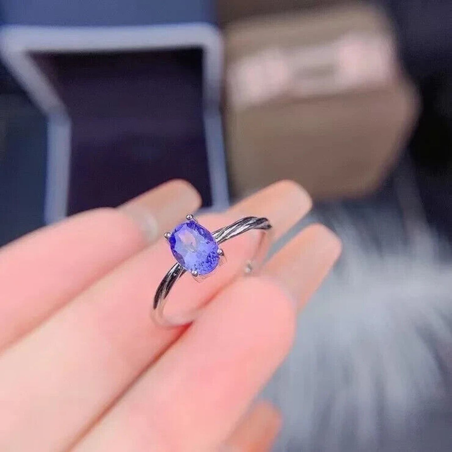 Purple Tanzanite Cocktail Ring 5x7mm VVS1