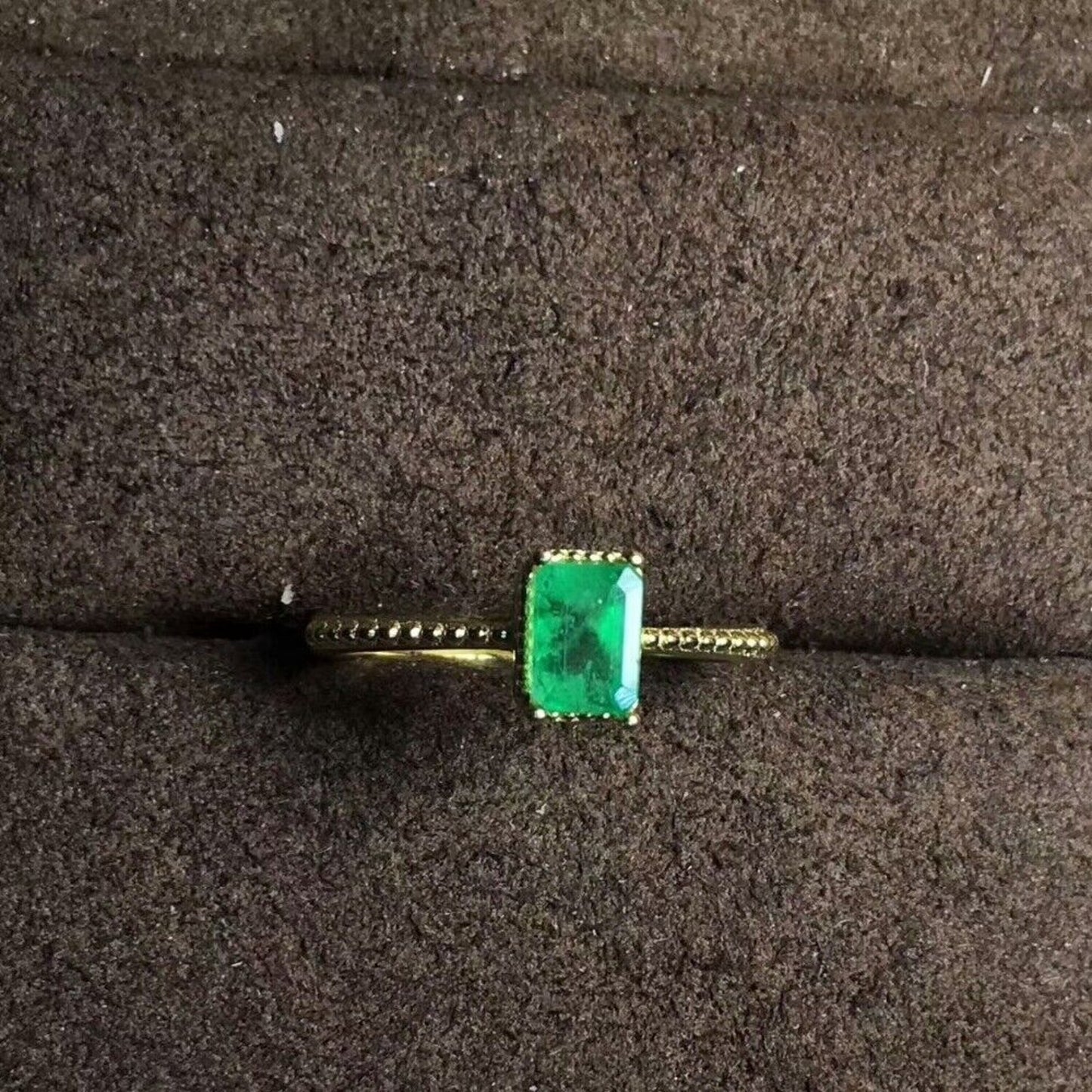 Dainty Emerald Cocktail Ring 4x6mm Sterling Silver