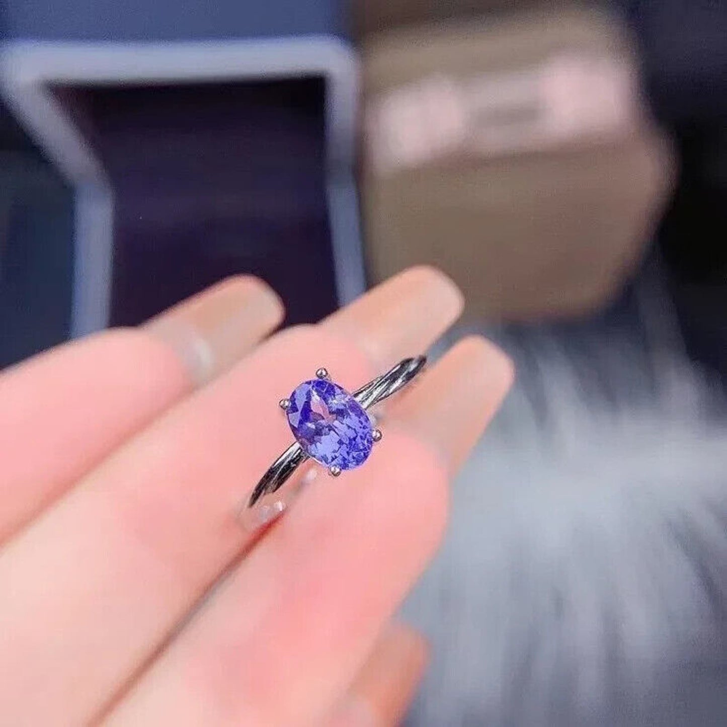 Purple Tanzanite Cocktail Ring 5x7mm VVS1