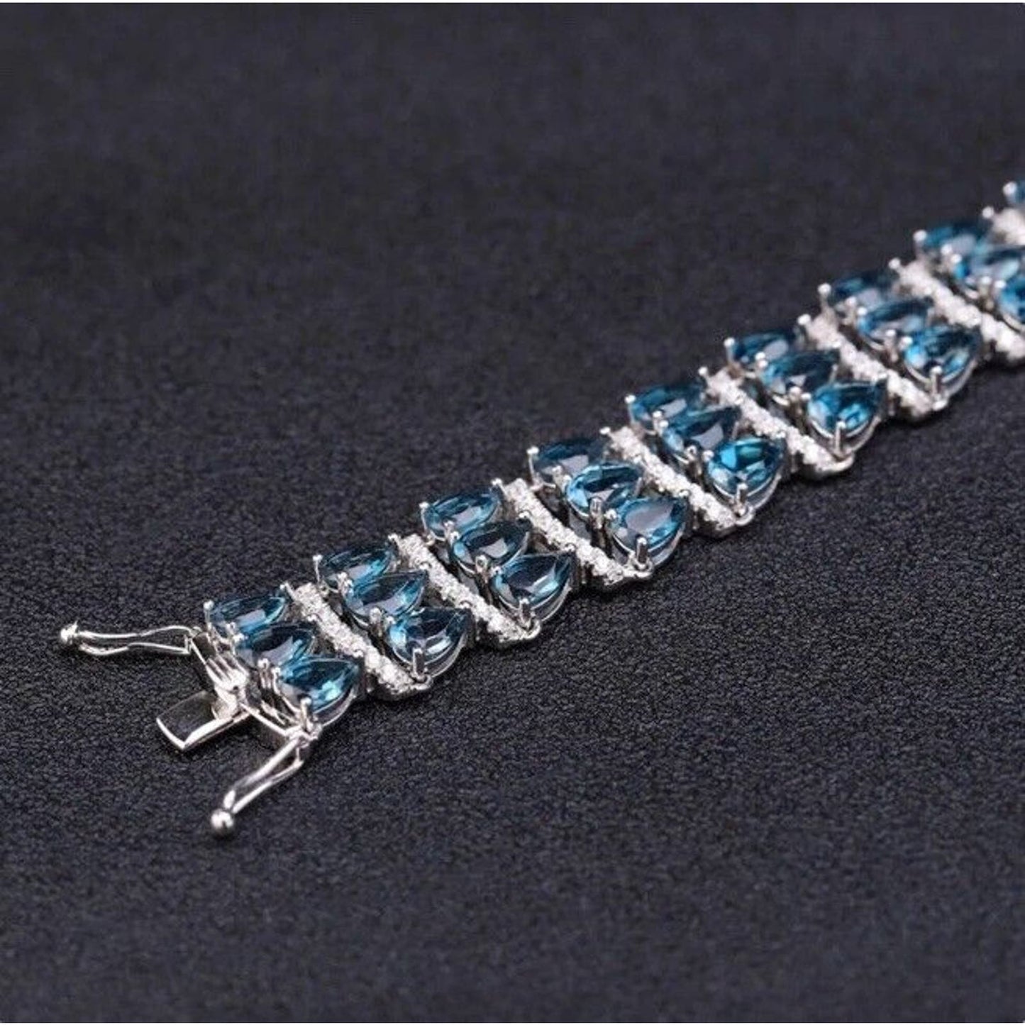 London Blue Topaz 3 Layer Gemstone Bracelet 4x6mm