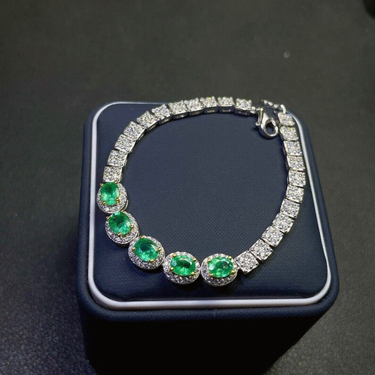 Emerald Tennis Bracelet with Cubic Zirconia 4x5mm