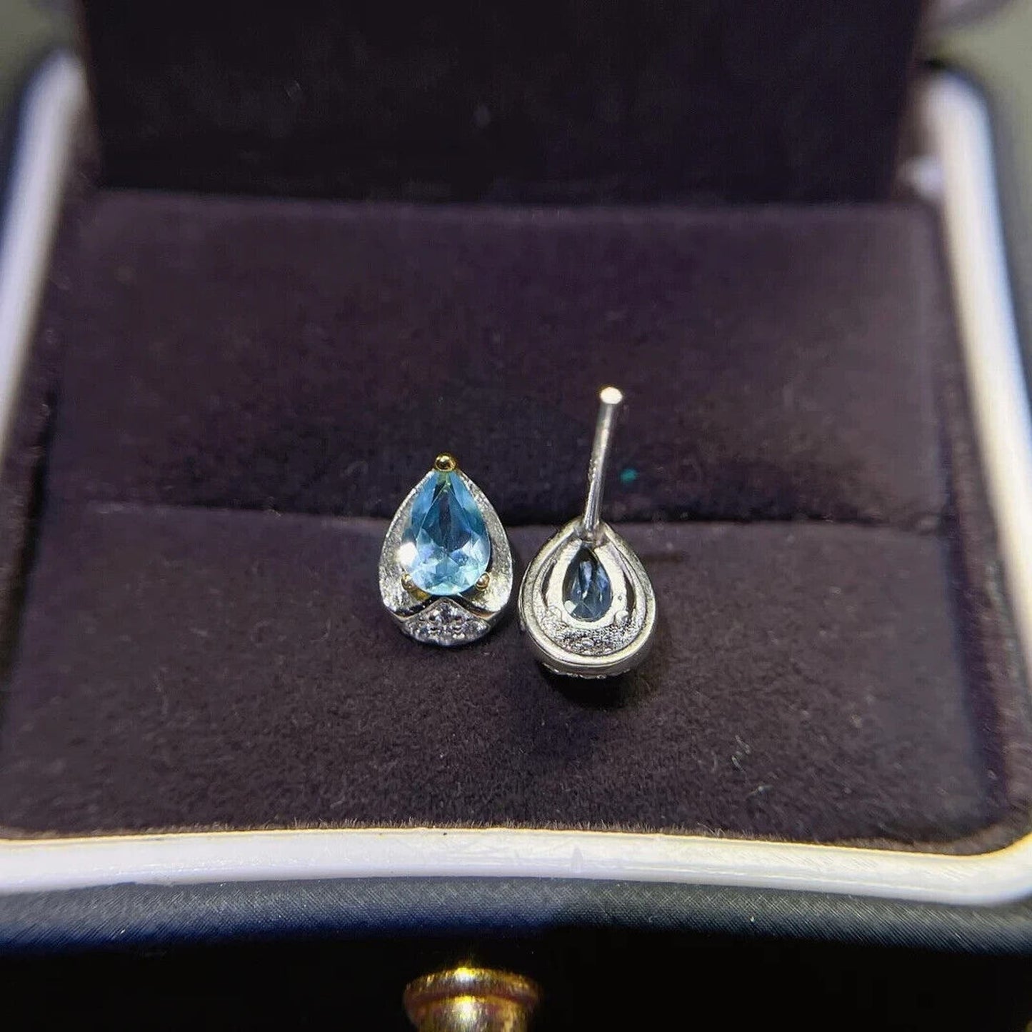 Sky Blue Topaz Teardrop Stud Earrings 4x6mm