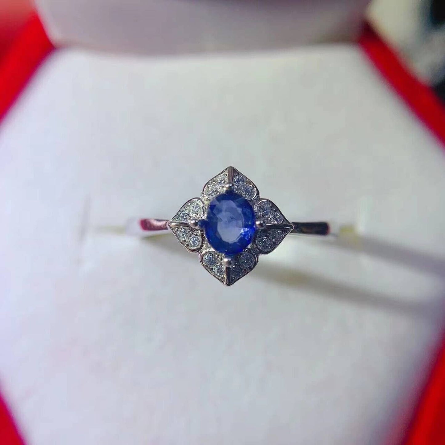 Dainty Sapphire Gemstone Ring 4x5mm