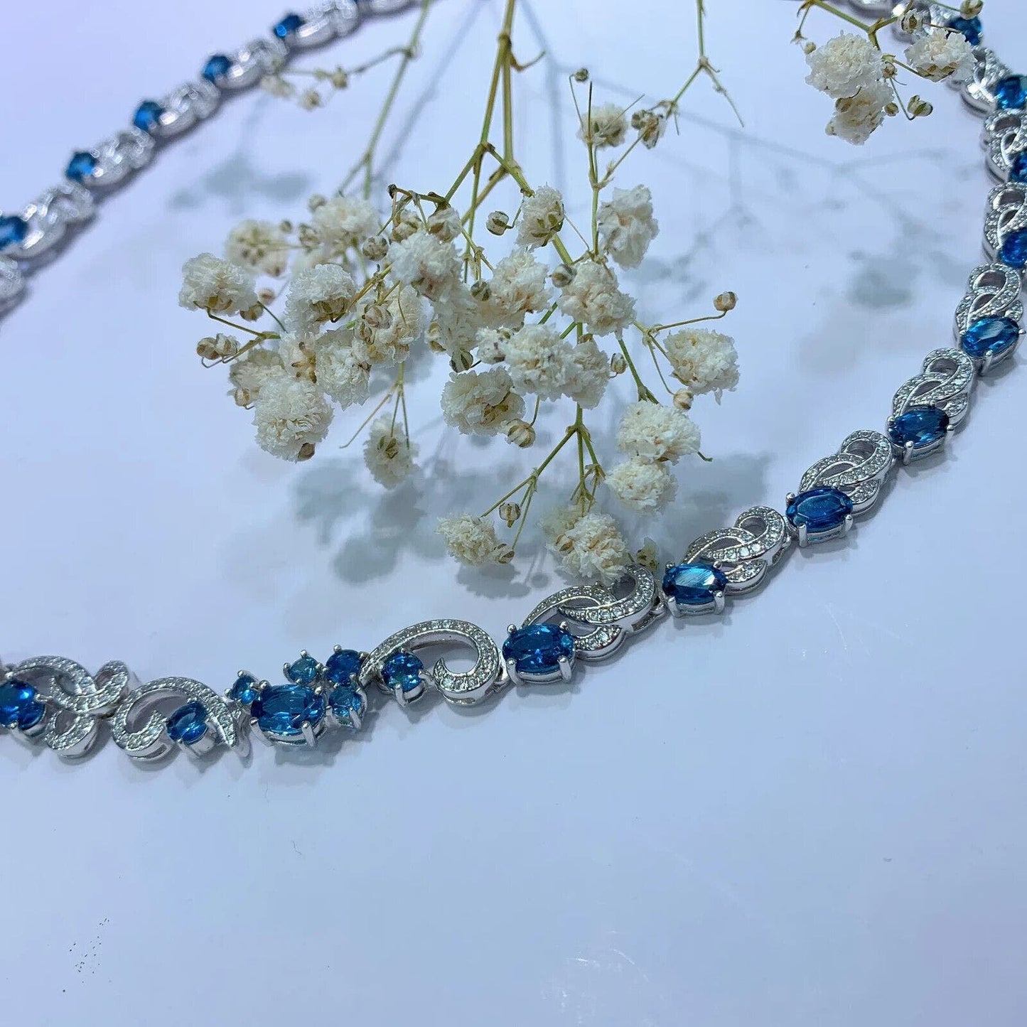 Natural London Blue Topaz Extravagant Statement Necklace