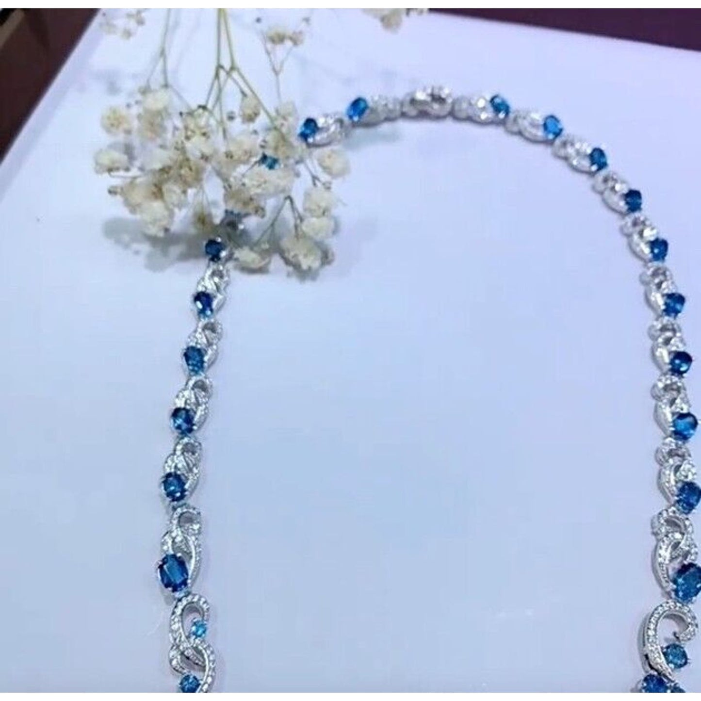 Natural London Blue Topaz Extravagant Statement Necklace