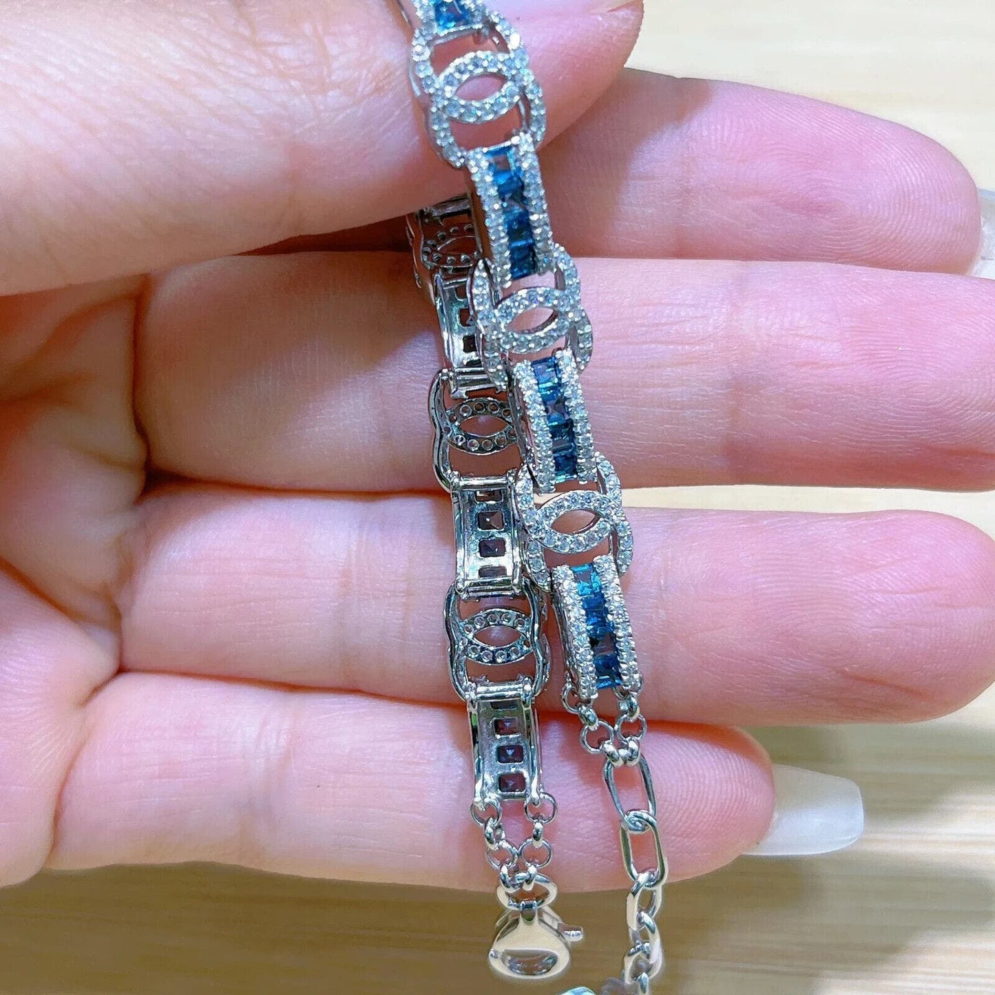 London Blue Topaz Chain Link Tennis Bracelet 2.25mm