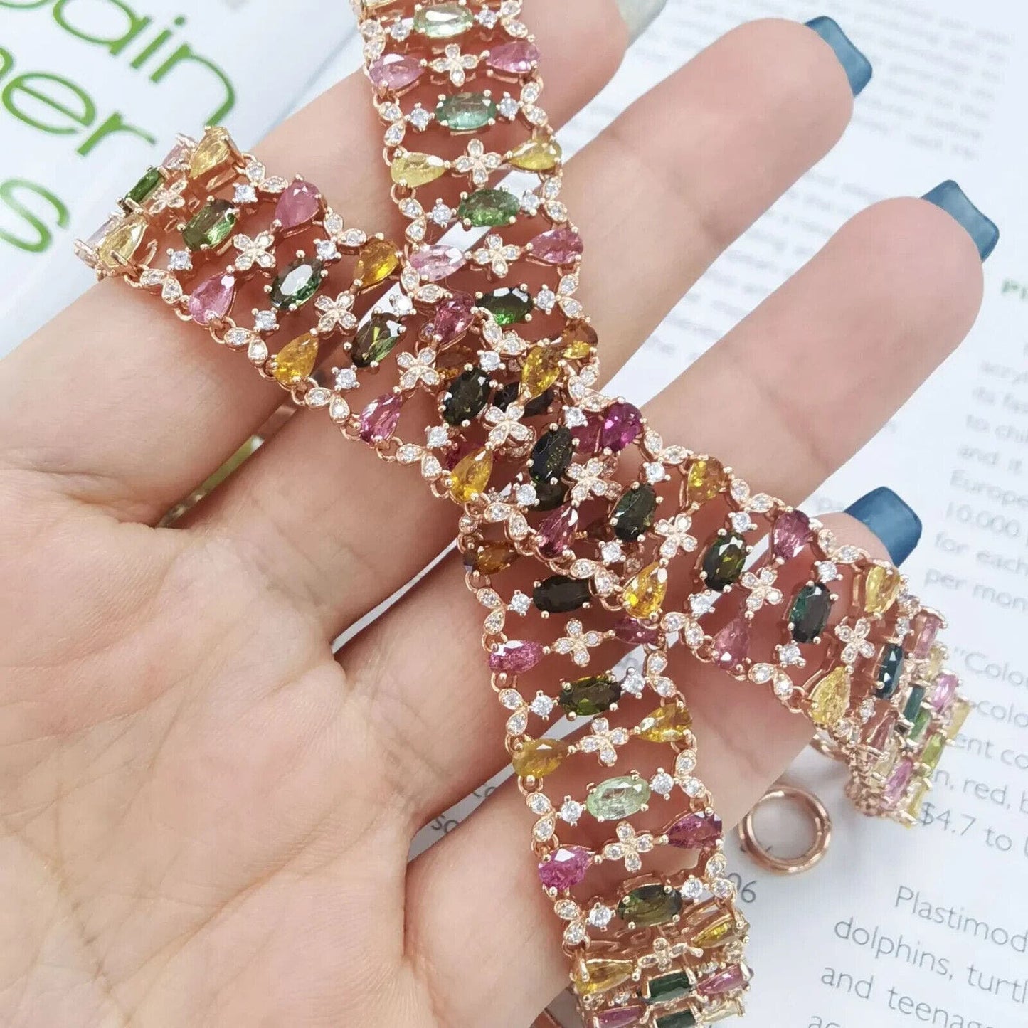 Multilayer Wide Tourmaline Gemstone Bracelet