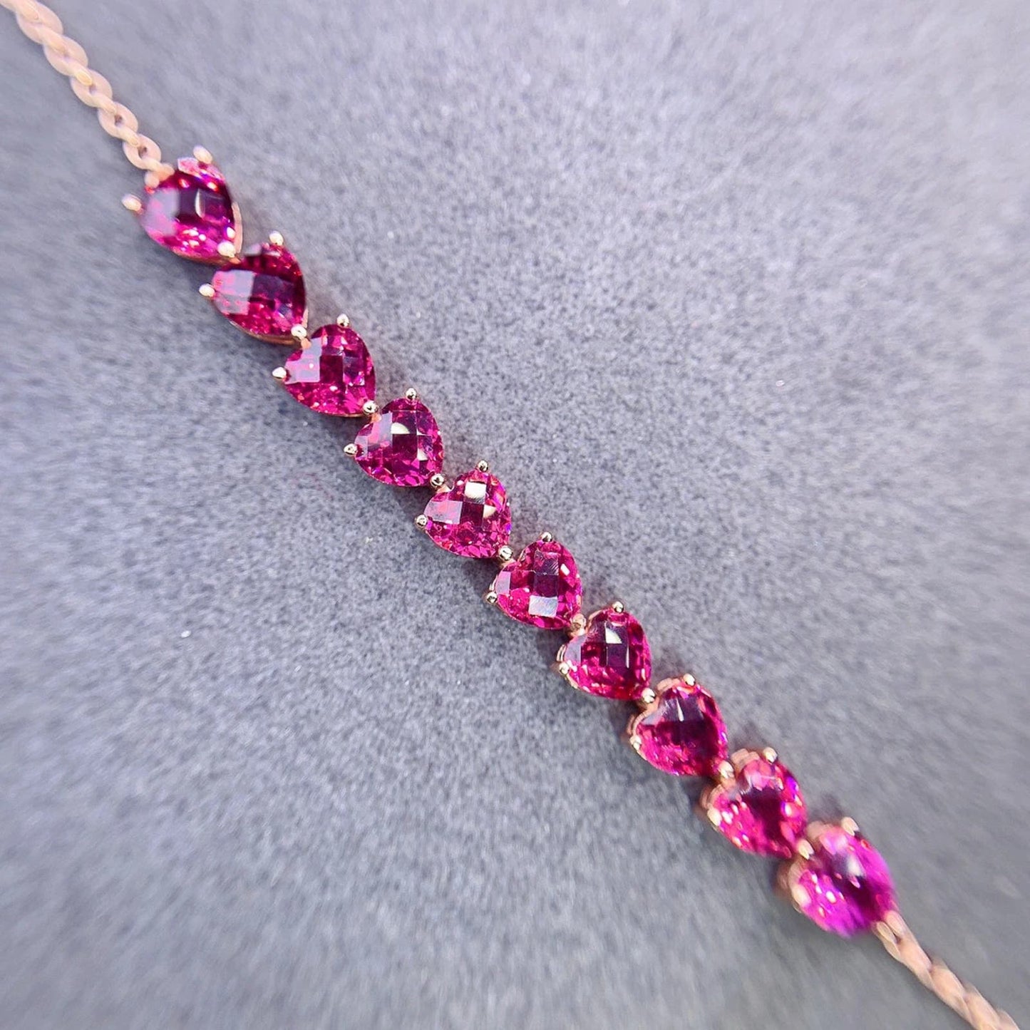 Heart Cut Pink Magnesium Garnet Tennis Bracelet 4x4mm