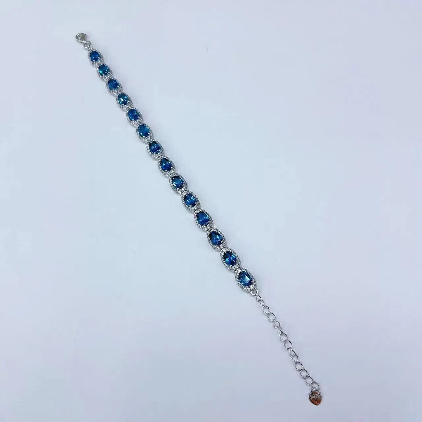 London Blue Topaz Tennis Bracelet 4x6mm Platinum Plated