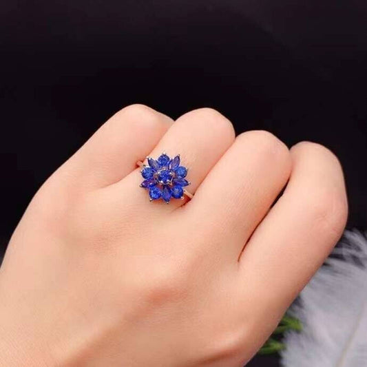 Natural Blue Sapphire Engagement Ring, Natural Sapphire Ring, Women's Blue Sapphire Statement Ring