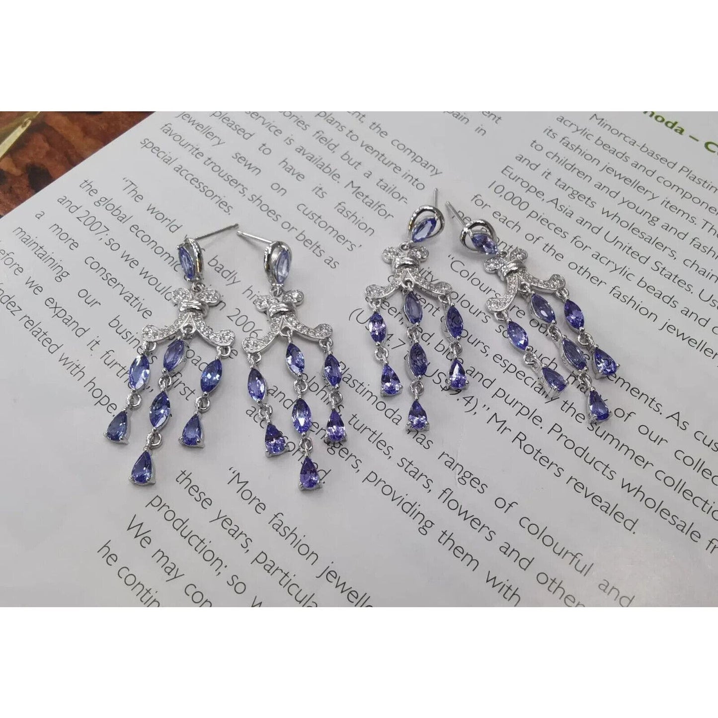 Purple Tanzanite Chandelier Earrings Platinum Plated