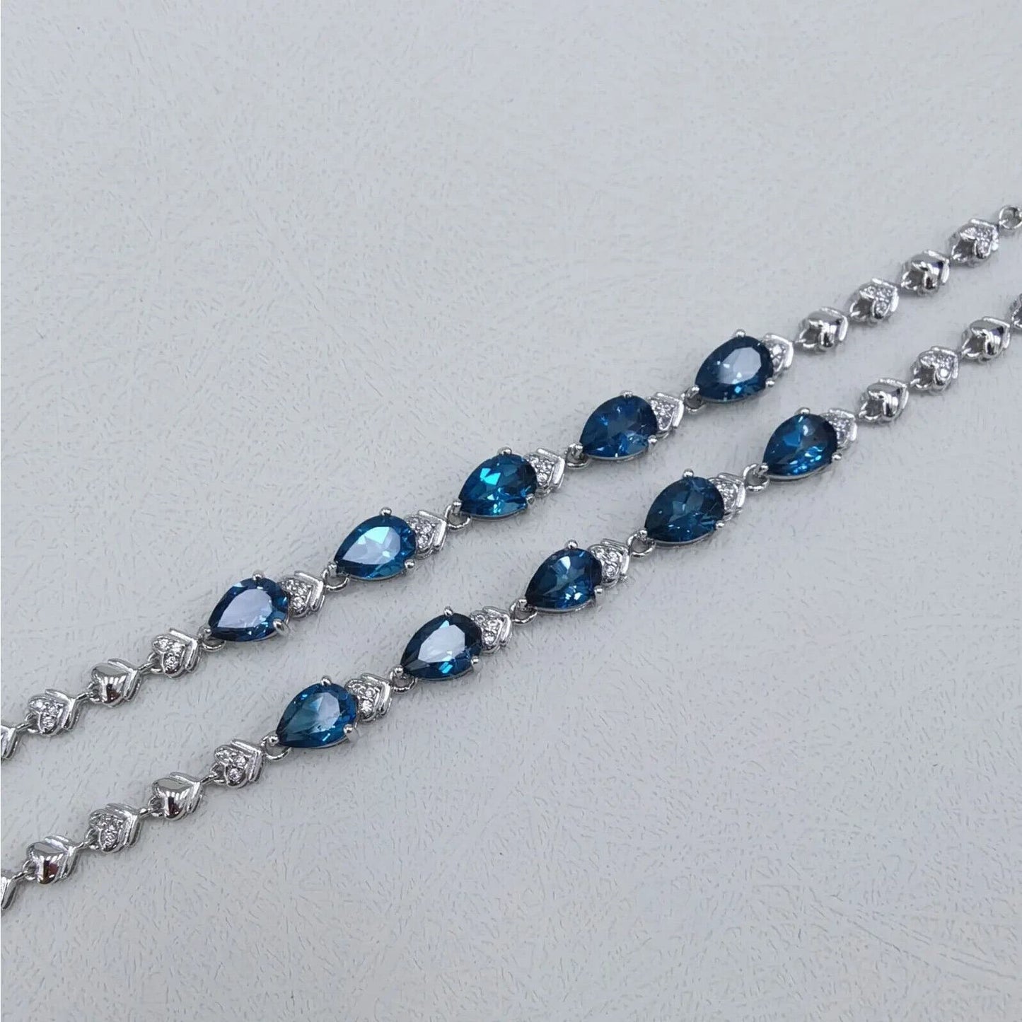 London Blue Topaz Pear Cut Tennis Bracelet 5x7mm