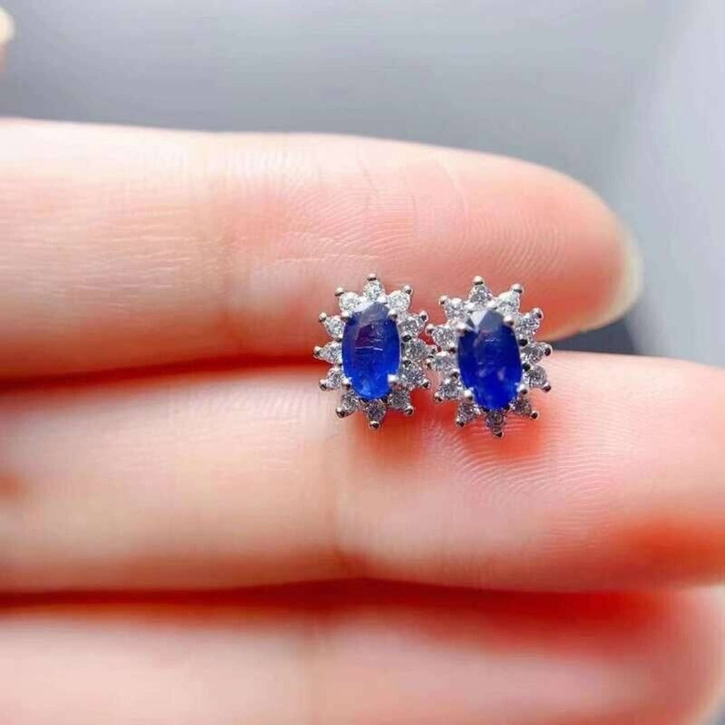 Blue Sapphire Stud Earrings, Natural Sapphire Stud Earrings, VVS Grade Sri Lanka Sapphires