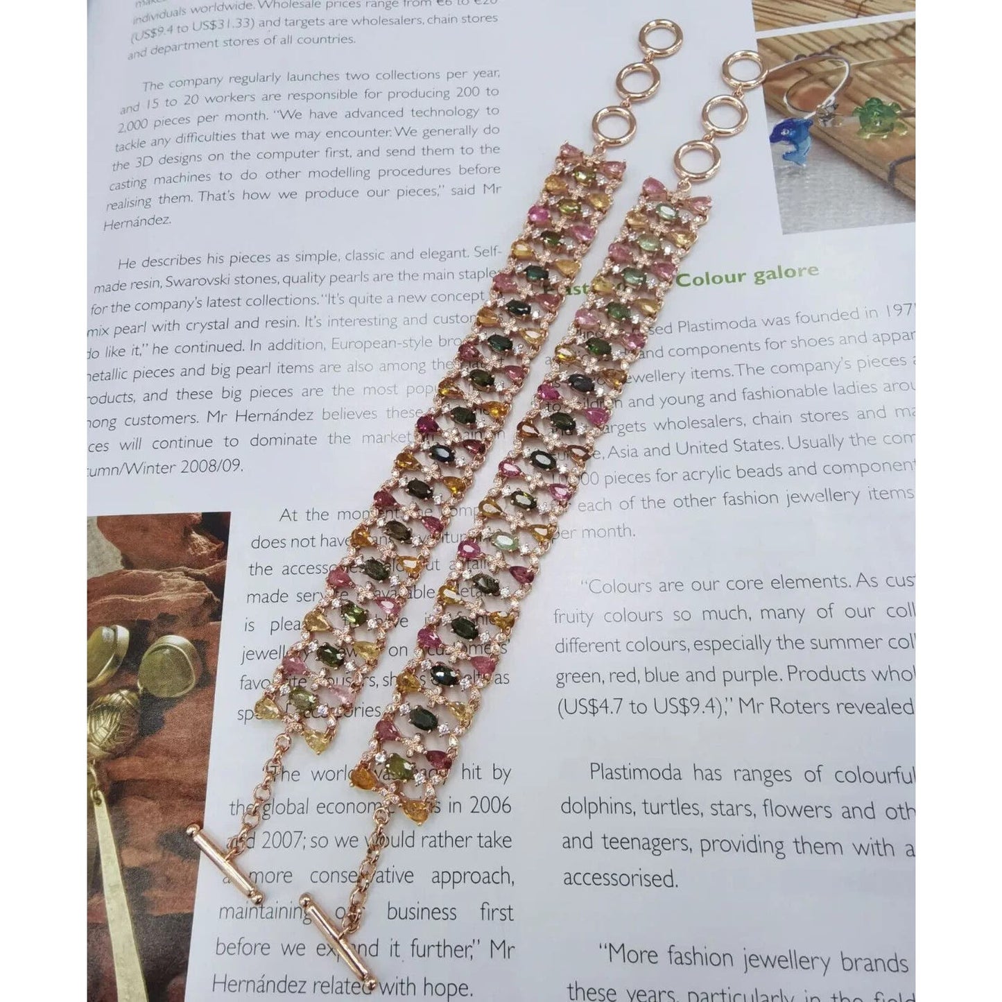 Multilayer Wide Tourmaline Gemstone Bracelet