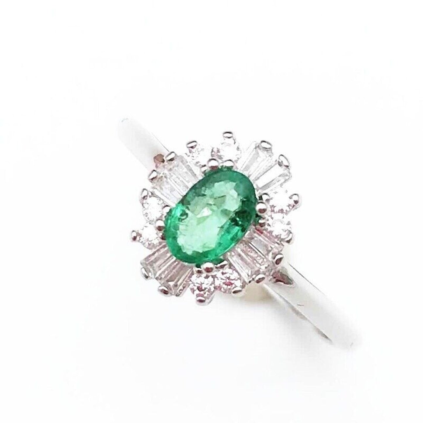 Natural Emerald Cocktail Ring 4x6mm Sterling Silver