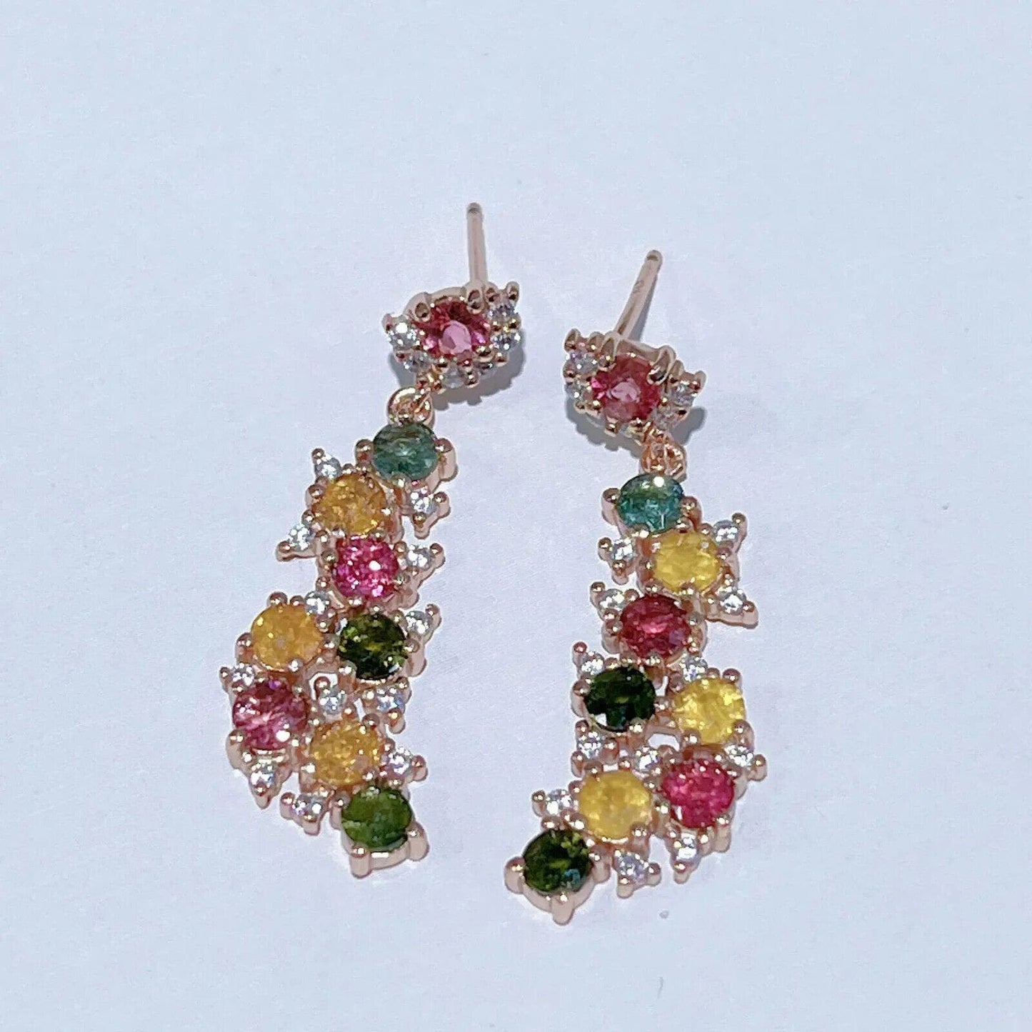 Natural Brazilian Tourmaline Dangle Earrings 15x36mm