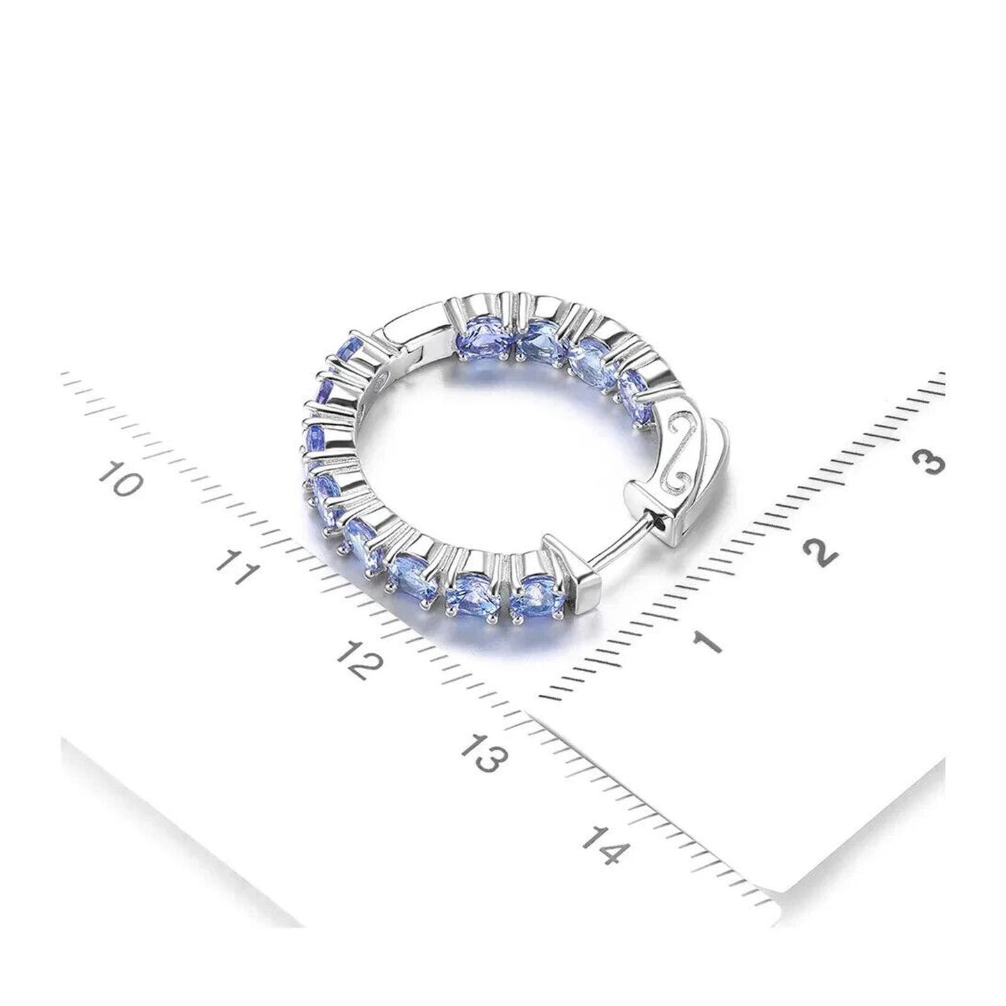 Purple Tanzanite Hoop Earrings Platinum Plated