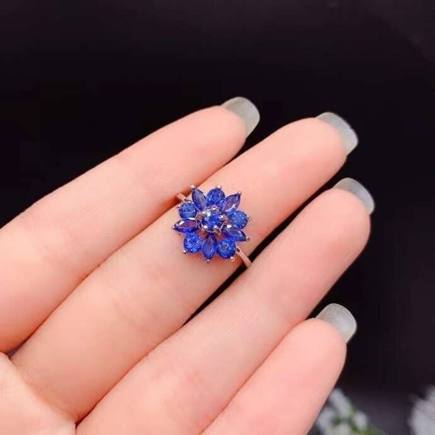 Natural Blue Sapphire Engagement Ring, Natural Sapphire Ring, Women's Blue Sapphire Statement Ring