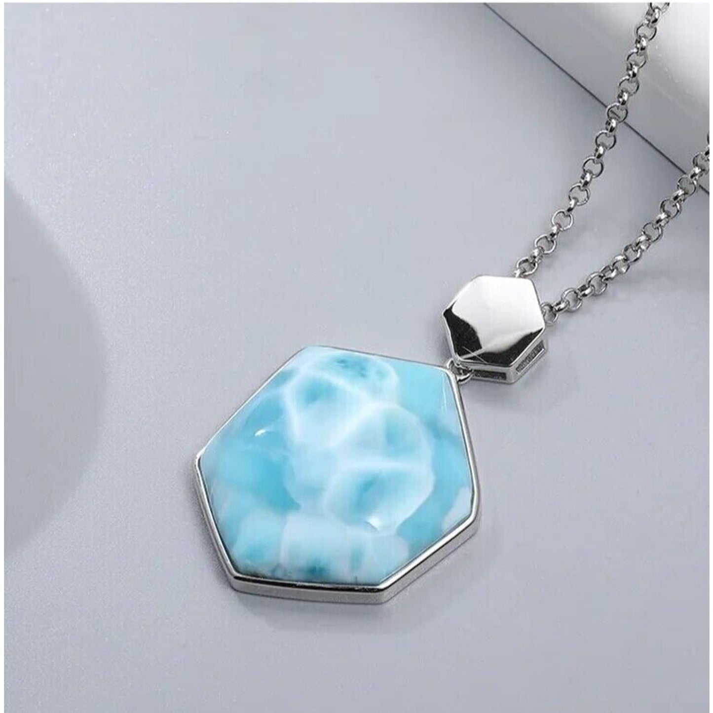 Larimar Necklace, Larimar Gemstone Handmade, Larimar Beautiful Gift Sterling