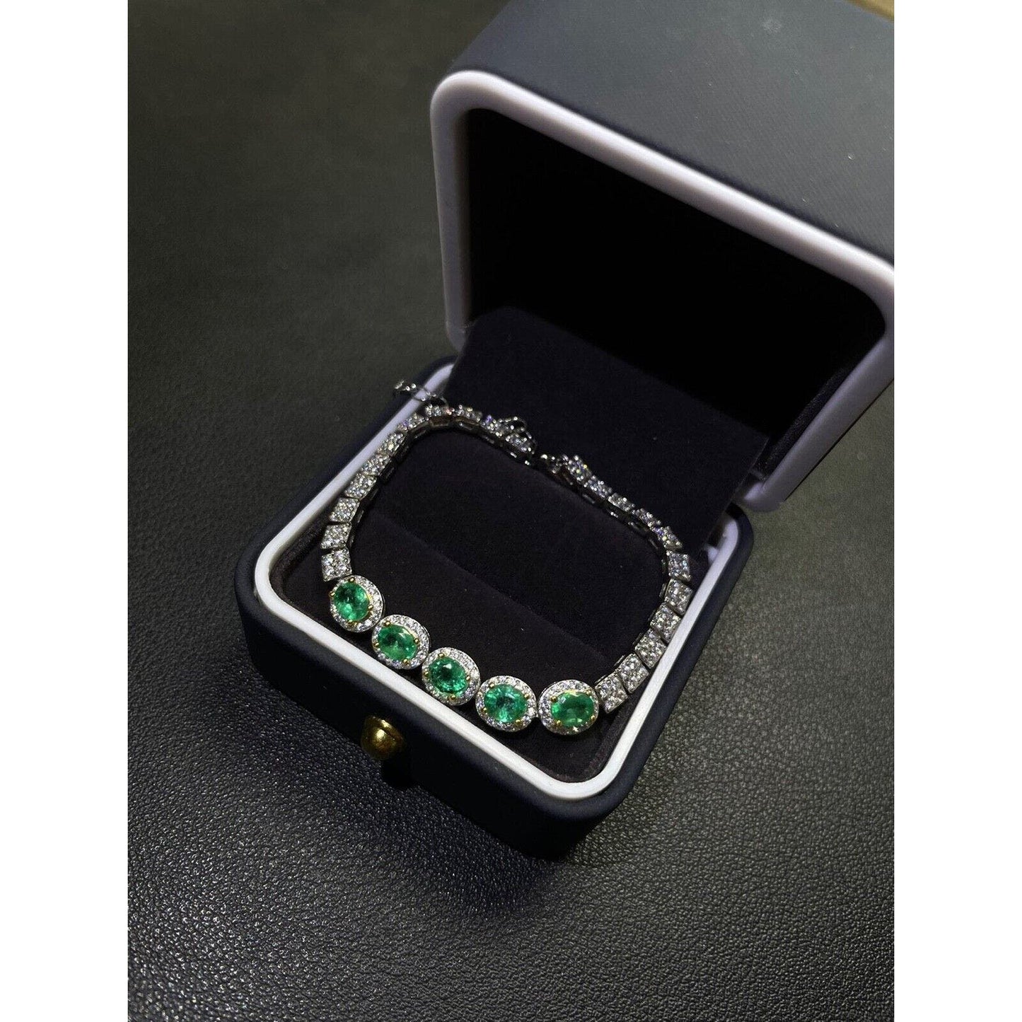 Emerald Tennis Bracelet with Cubic Zirconia 4x5mm