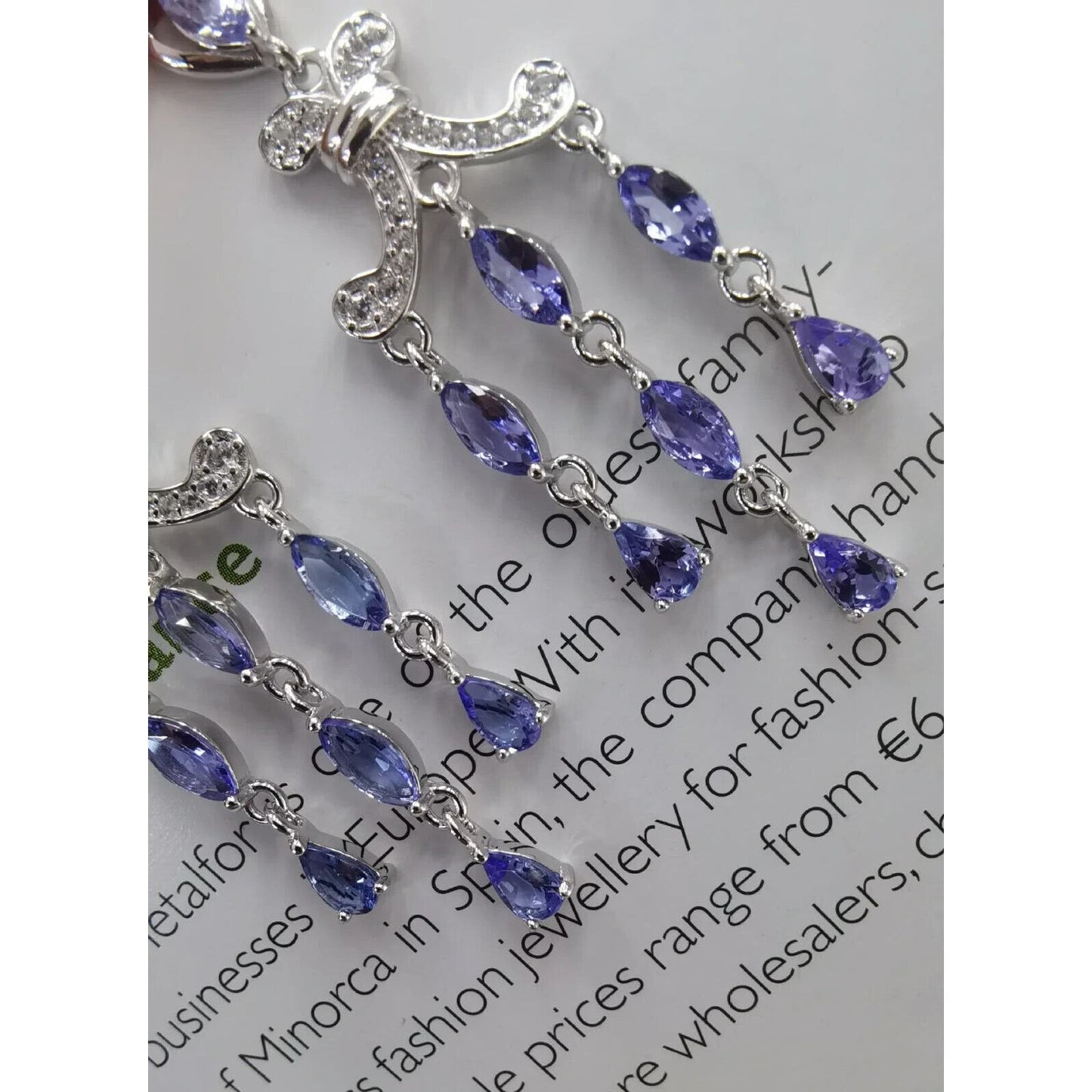 Purple Tanzanite Chandelier Earrings Platinum Plated