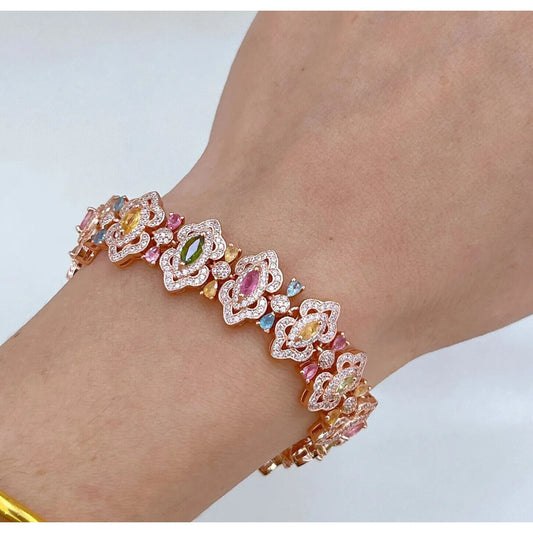 Colorful Brazilian Tourmaline Rose Gold Bracelet