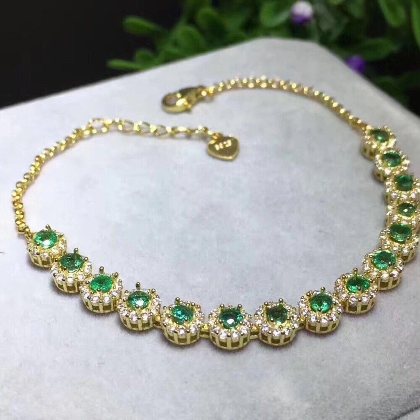 Emerald Tennis Bracelet Round 3mm Sterling Silver