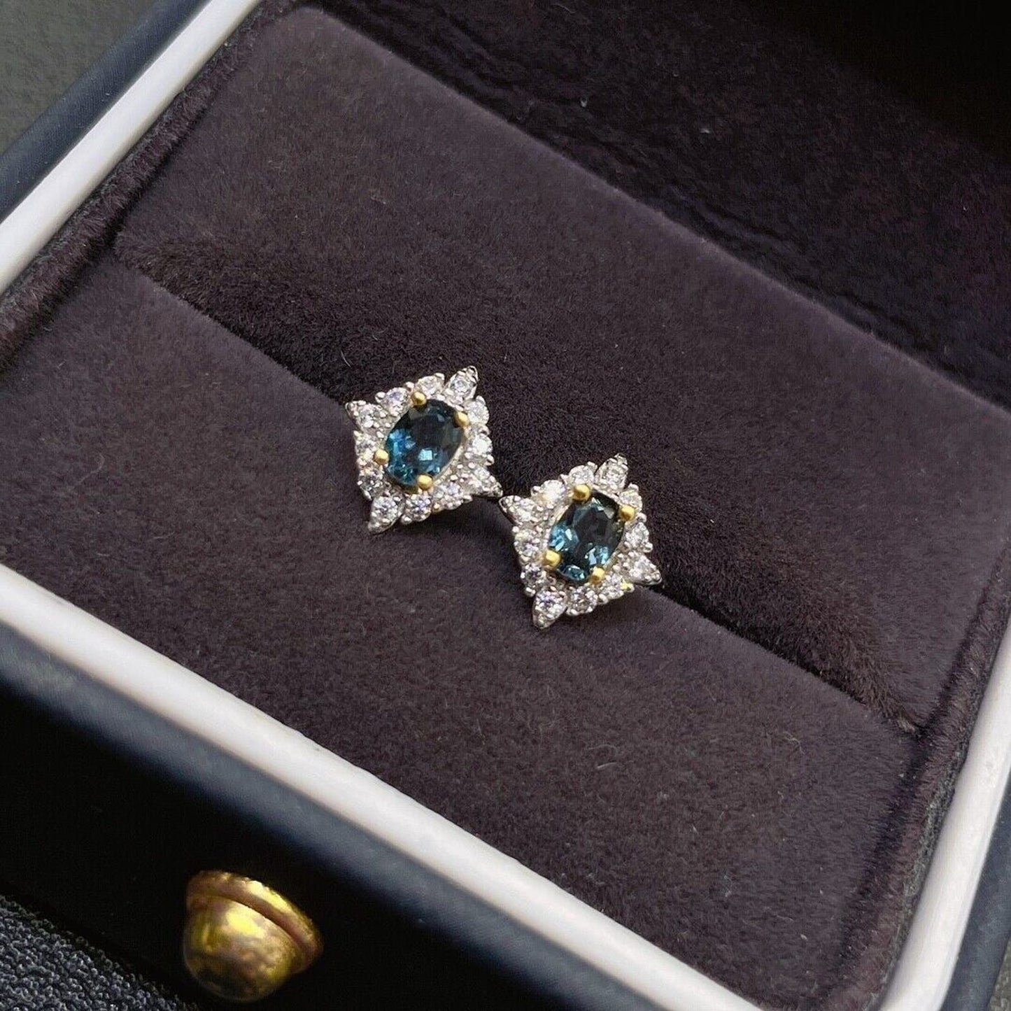 London Blue Topaz Dainty Stud Earrings 3x4mm