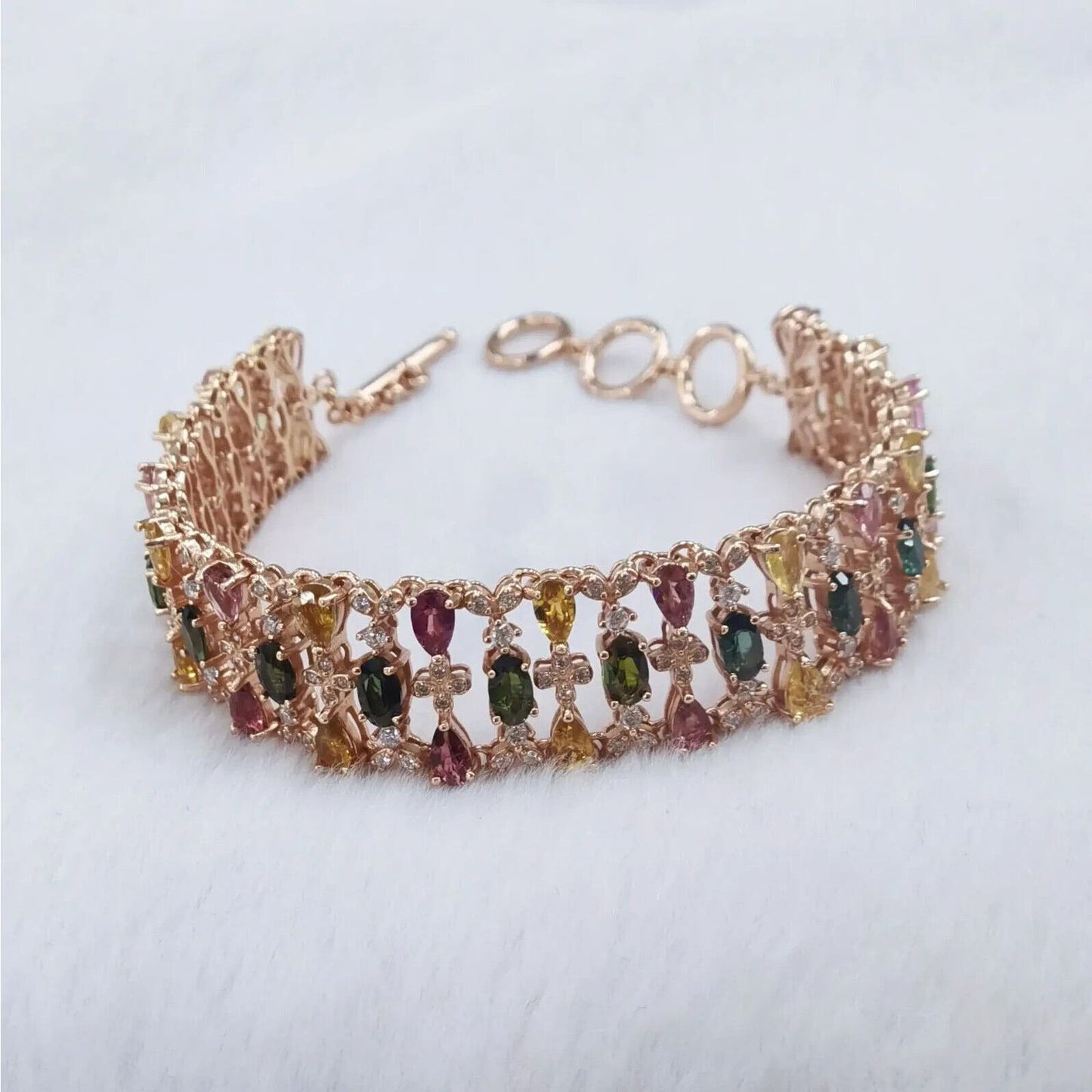 Multilayer Wide Tourmaline Gemstone Bracelet