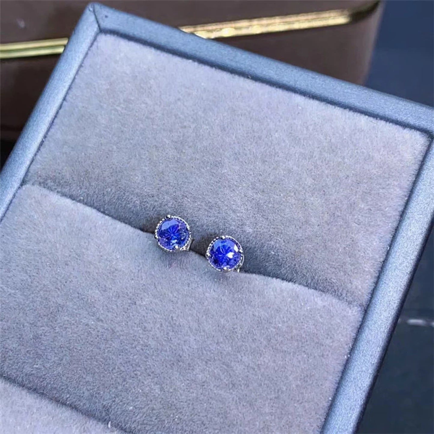 Dainty Purple Tanzanite Stud Earrings 4mm