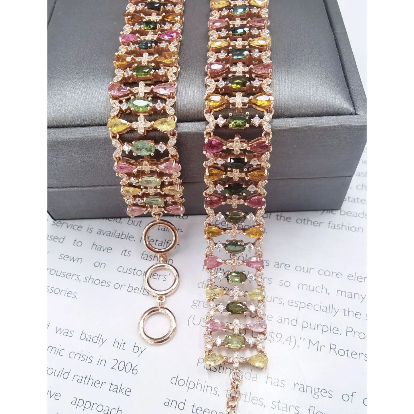 Multilayer Wide Tourmaline Gemstone Bracelet