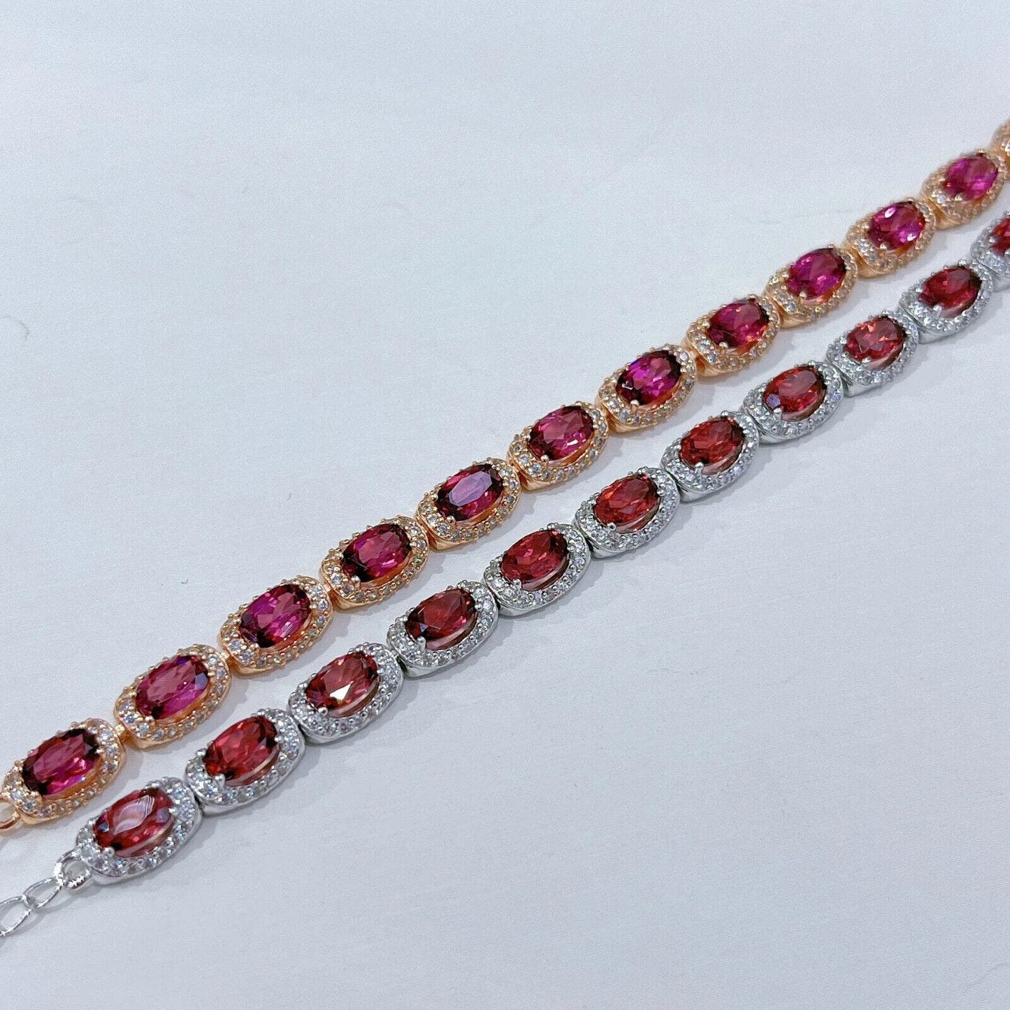 Natural Red Garnet Gemstone Tennis Bracelet 4x6mm