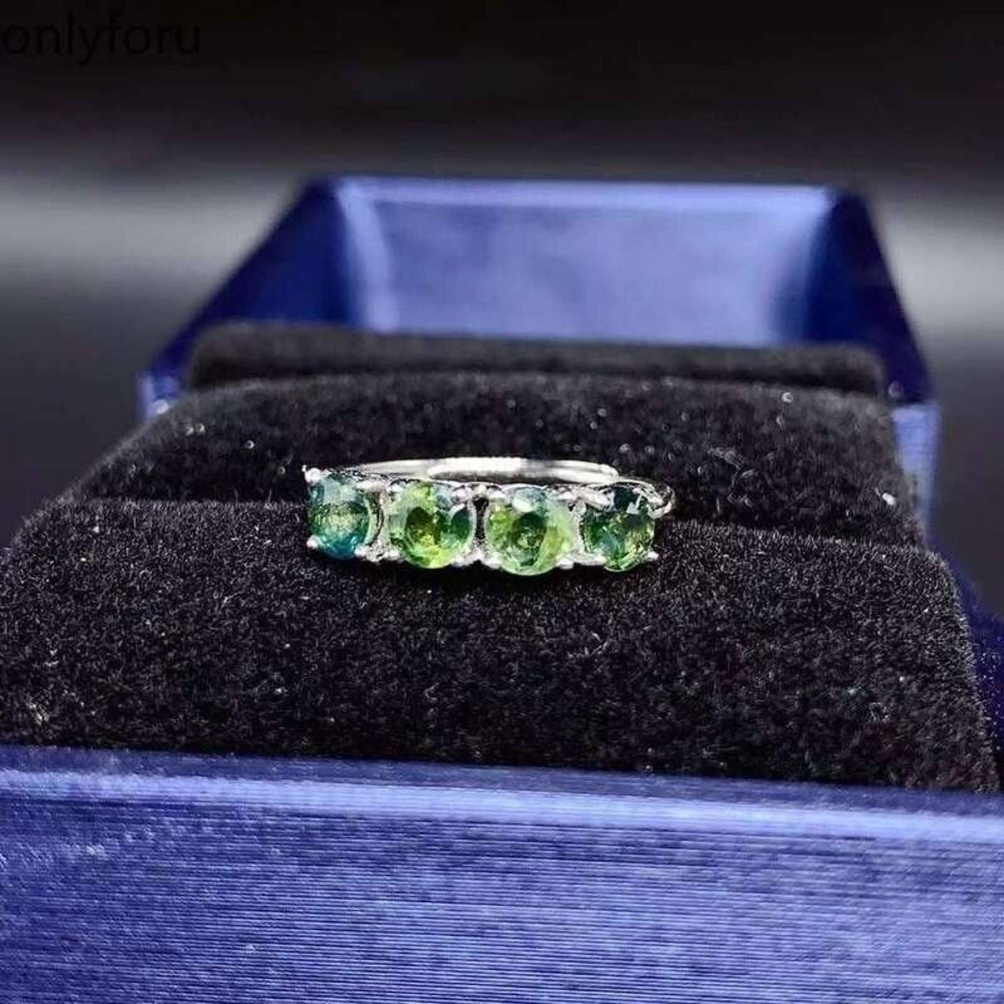 Green Sapphire Band Ring, Sapphire Wedding Band, Women's Sapphire Band Ring