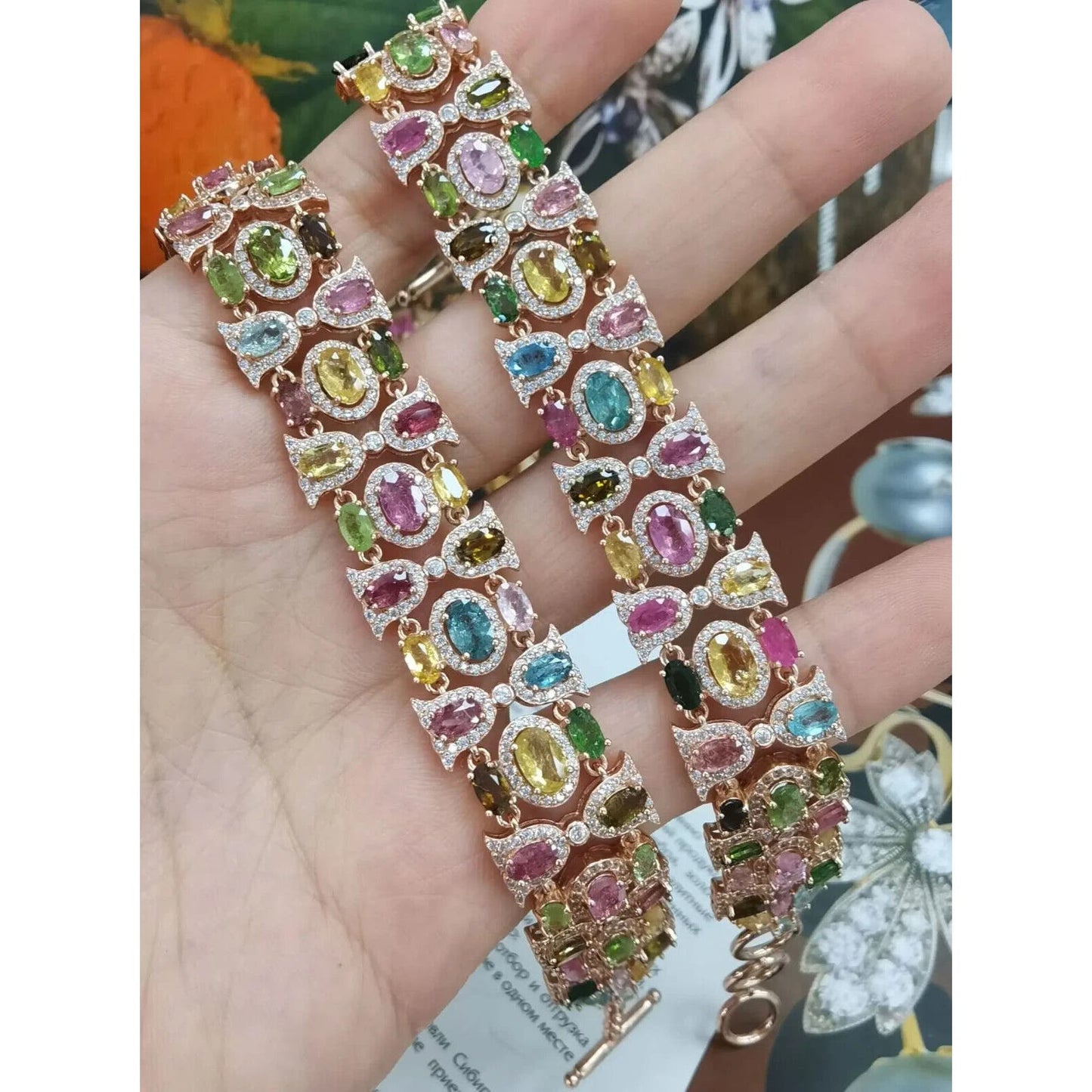 Tourmaline Gemstone Multilayer Bracelet Rose Gold