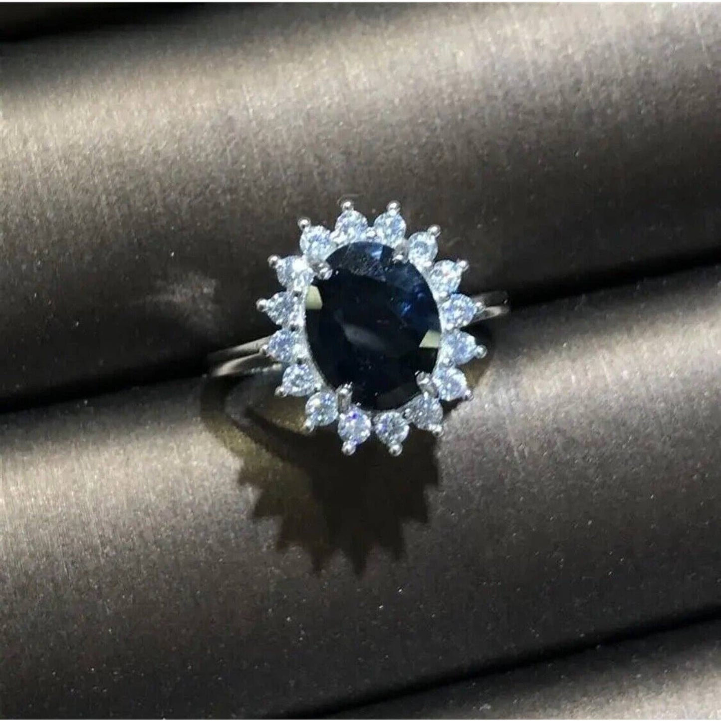 Dark Blue Princes Dianna Sapphire Ring, Natural Dark Blue Sapphire Ring, Women's Sapphire Engagement Ring