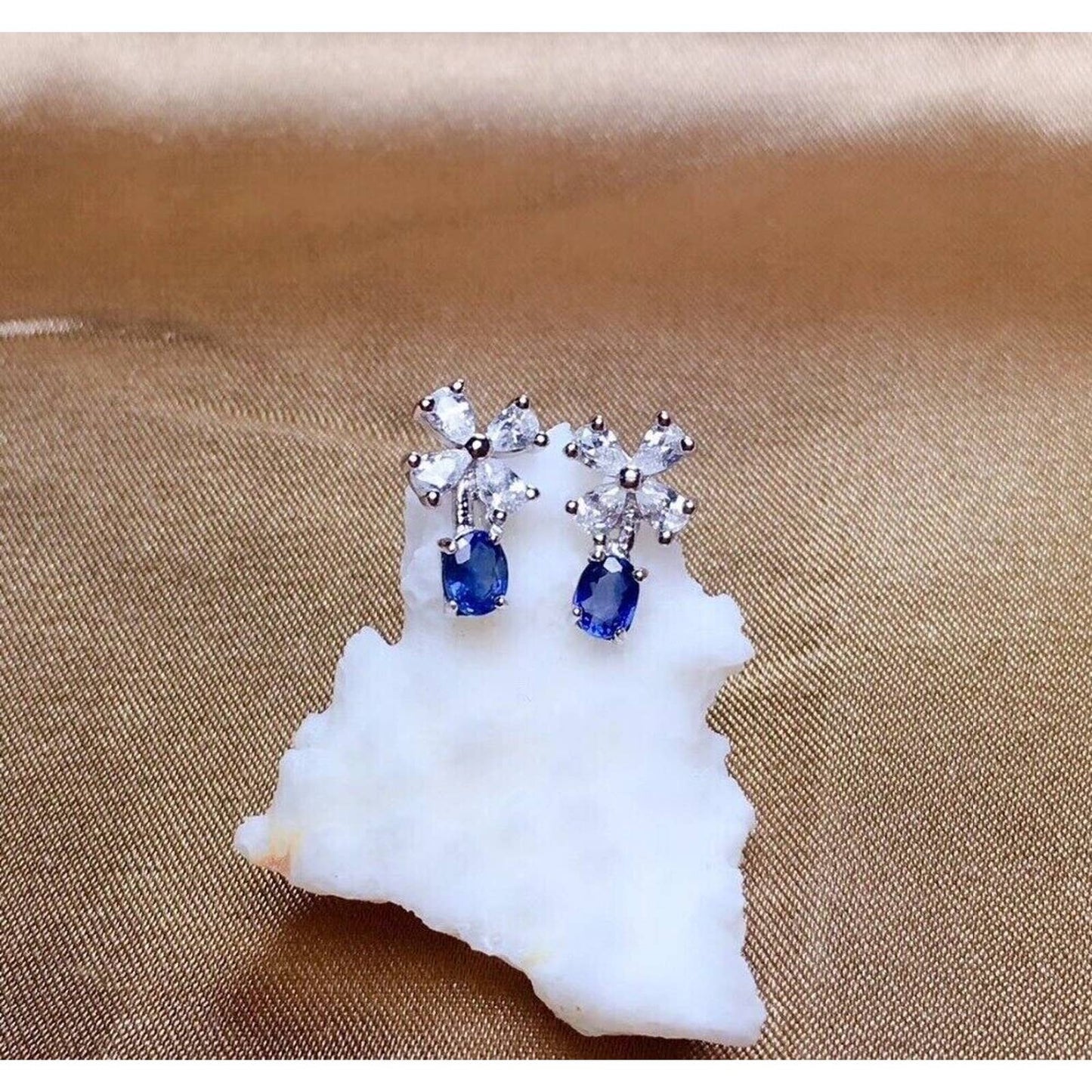 Dainty Sri Lanka Sapphire Stud Earrings, Natural Blue Sapphire Earrings, Sapphire Jewelry