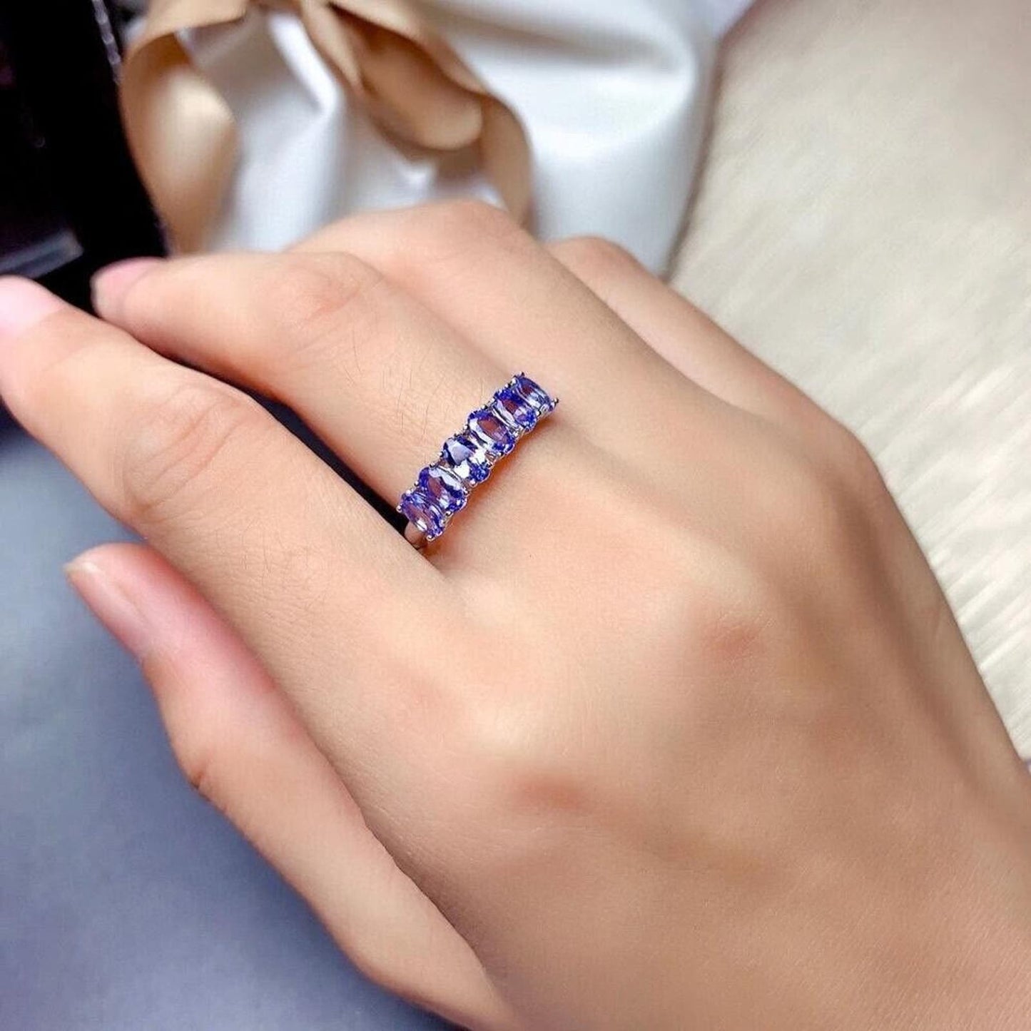 Purple Tanzanite Band Ring VVS1 3x5mm