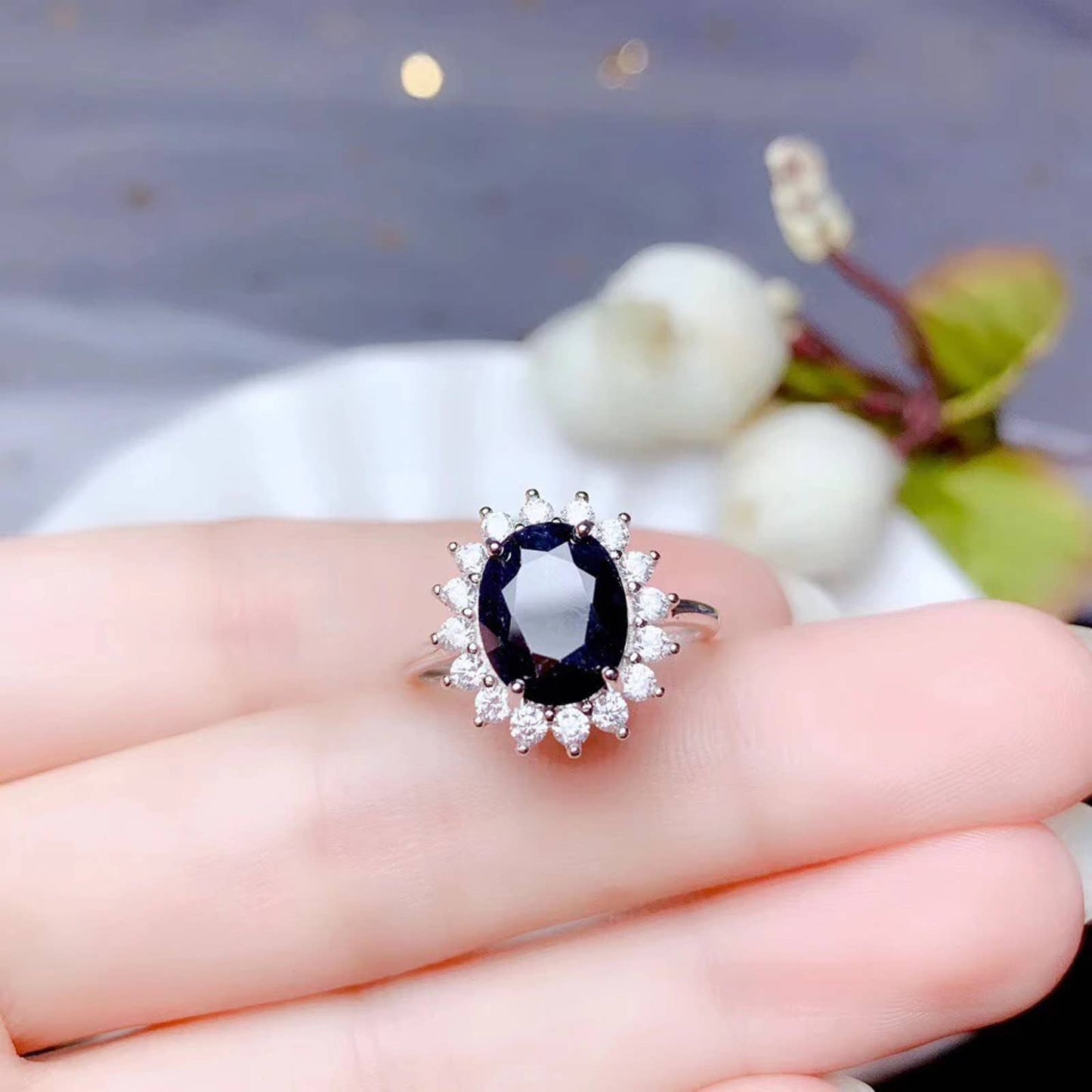 Dark Blue Princes Dianna Sapphire Ring, Natural Dark Blue Sapphire Ring, Women's Sapphire Engagement Ring